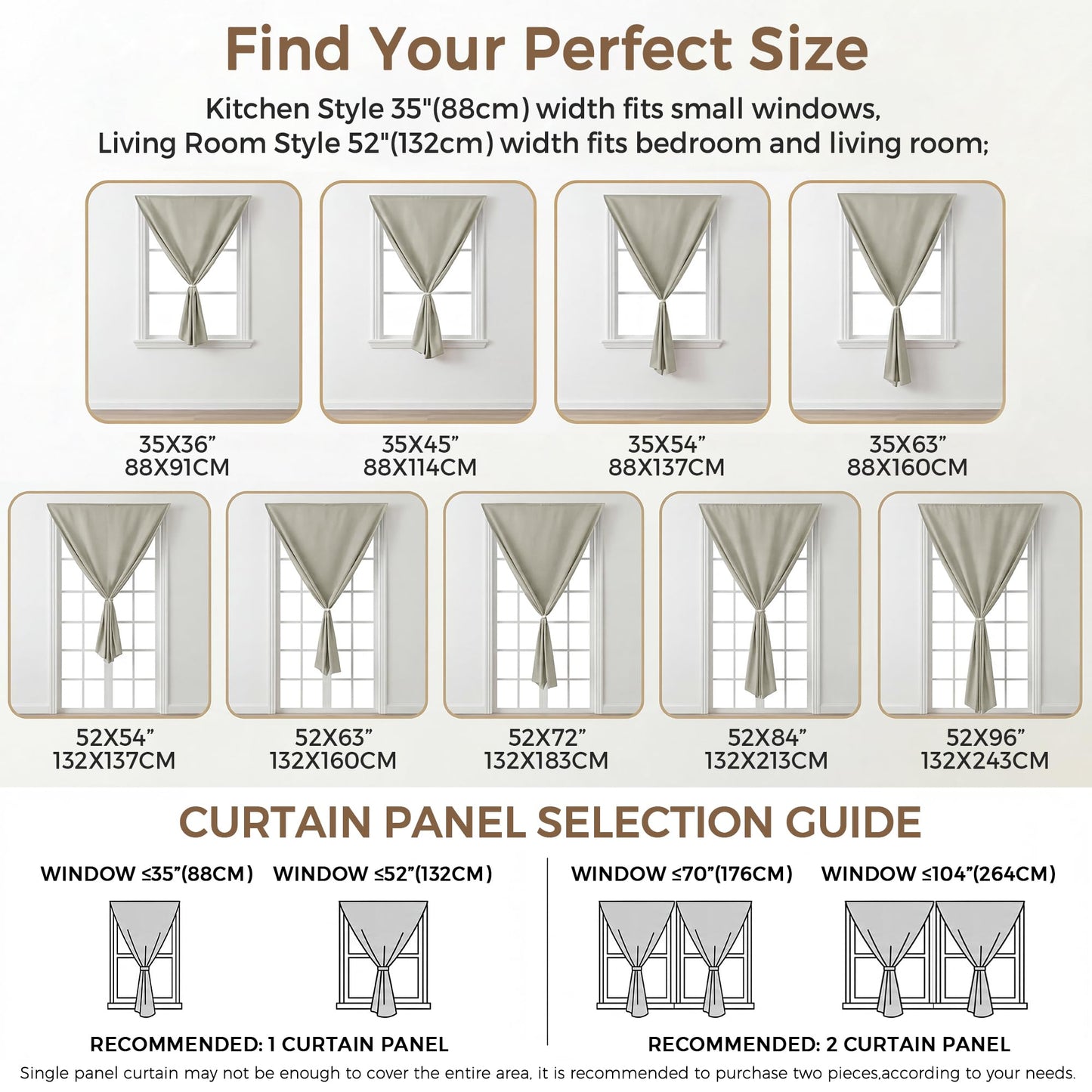 Foxdecor Blackout Curtains No Drill Hook and Loop Single Panel for Window