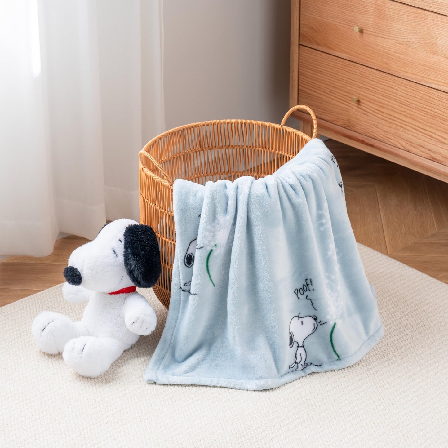 Berkshire Blanket Peanuts® VelvetLoft® Cute Character Snoopy Plush Throw Blanket,Peanuts Snoopy Make A Wish Spring Blue,Throw 55 in x 70 in (Official Peanuts® Product)