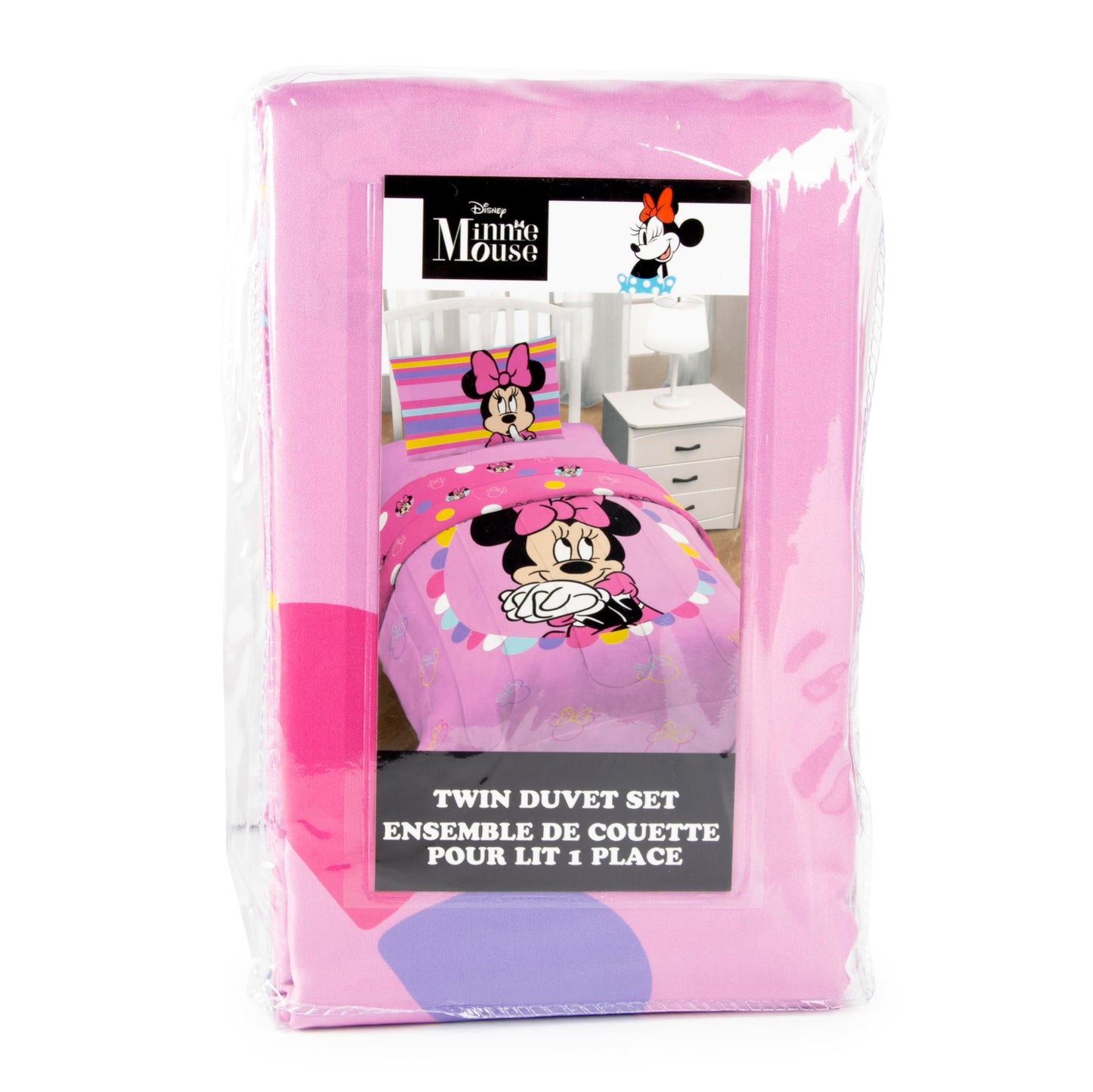 Jay Franco Duvet Cover Set – 2 Piece Comforter Cover and Sham Set, Super Soft Cozy Kids Bedding (Insert Not Included) Pink- Minnie Mouse, Twin