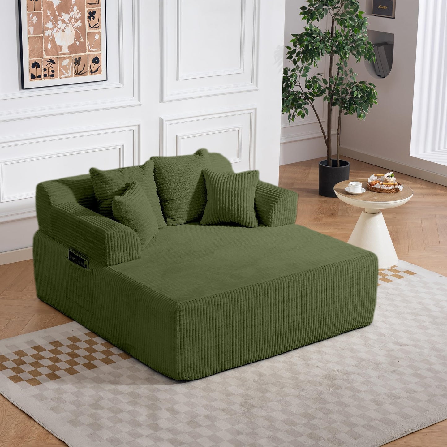 WiNVO 58" Oversized Boneless Chaise Chair, Green