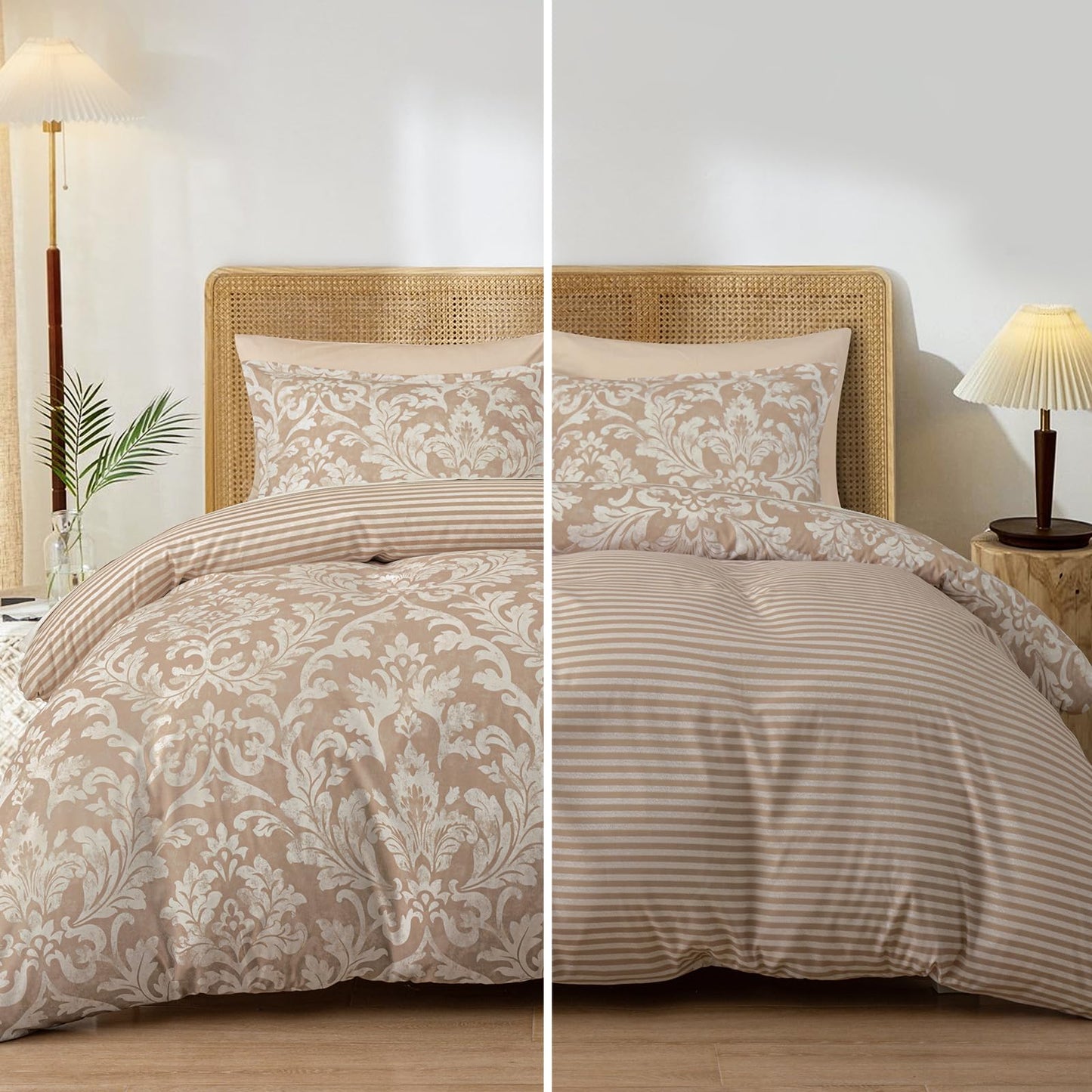 PHF Ultra Soft Floral Duvet Cover Queen Size, Printed Bedding Set 3 Pieces, Comfy Farmhouse Pattern Duvet Cover Set with 2 Pillow Shams, Zipper Closure and 8 Ties, 90"x90", Paisley-red