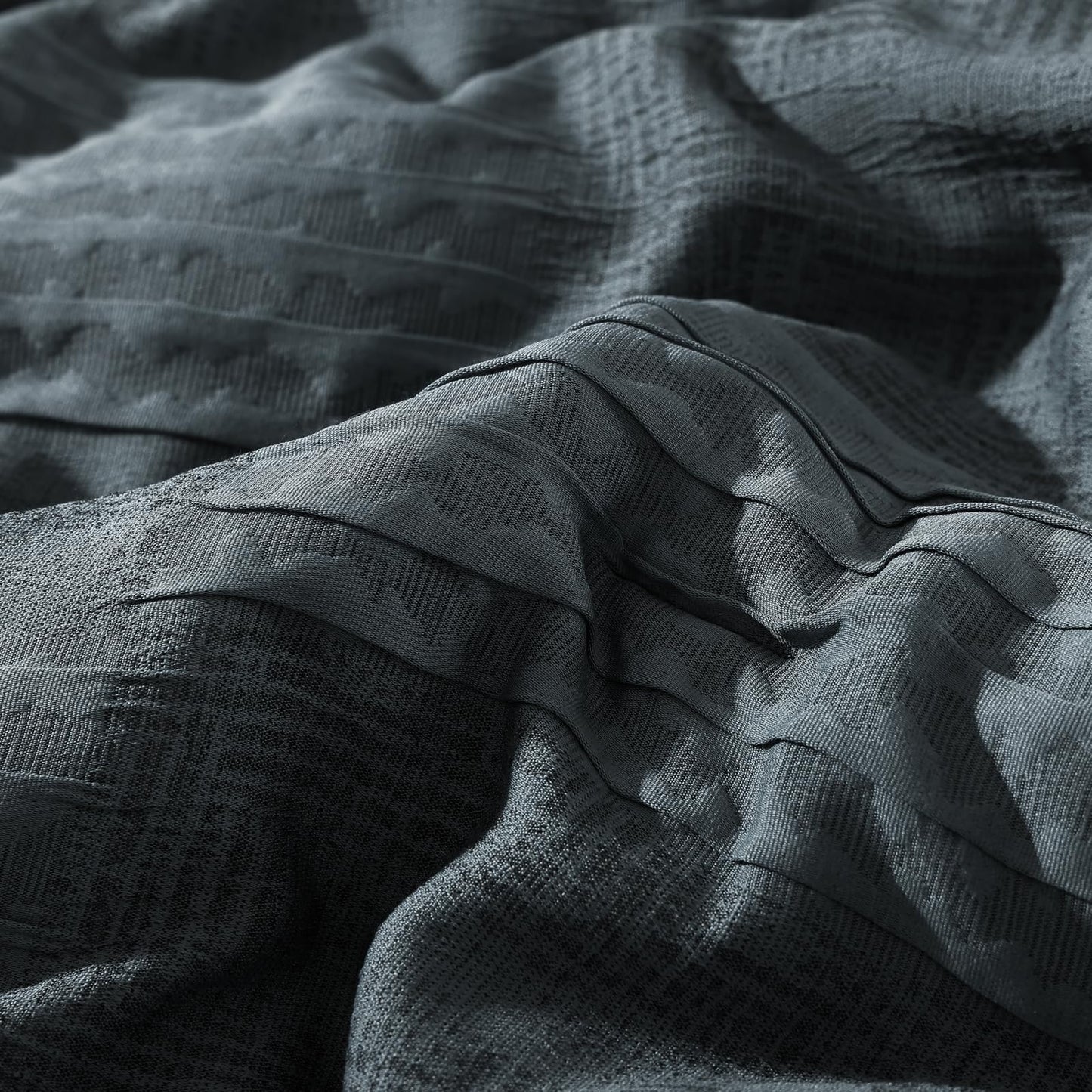 MaiRêve Queen Comforter Set Blue Grey, Textured Design Crinkle Bedding Sets 7 Pieces, All Season Bed in A Bag with Comforter, Sheets, Pillowcases & Shams