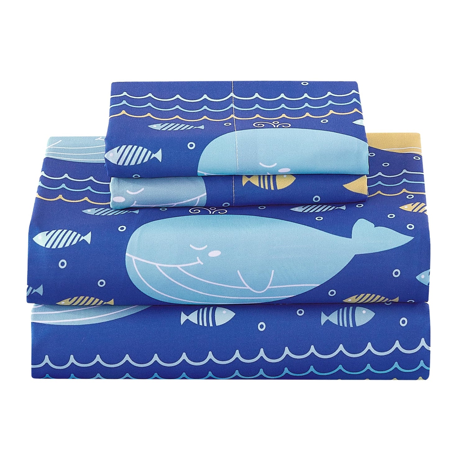 CozySmile Twin Sheet Set Kids,3 Pieces Breathable Soft Microfiber Bedsheets for Child Boys Girls, Oeko-TEX, Anti Pilling Deep Pockets Easy Care Bed Sheets, Whale