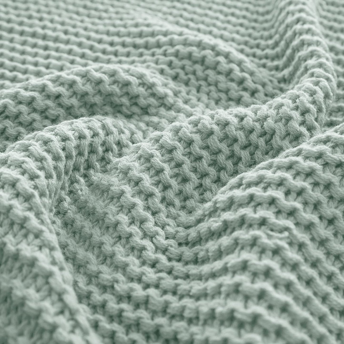 RUDONG M Knitted Throw Blanket with Fringe, Sage Green Knit Throw Blanket for Couch Bed Sofa 50 x 60 Inch