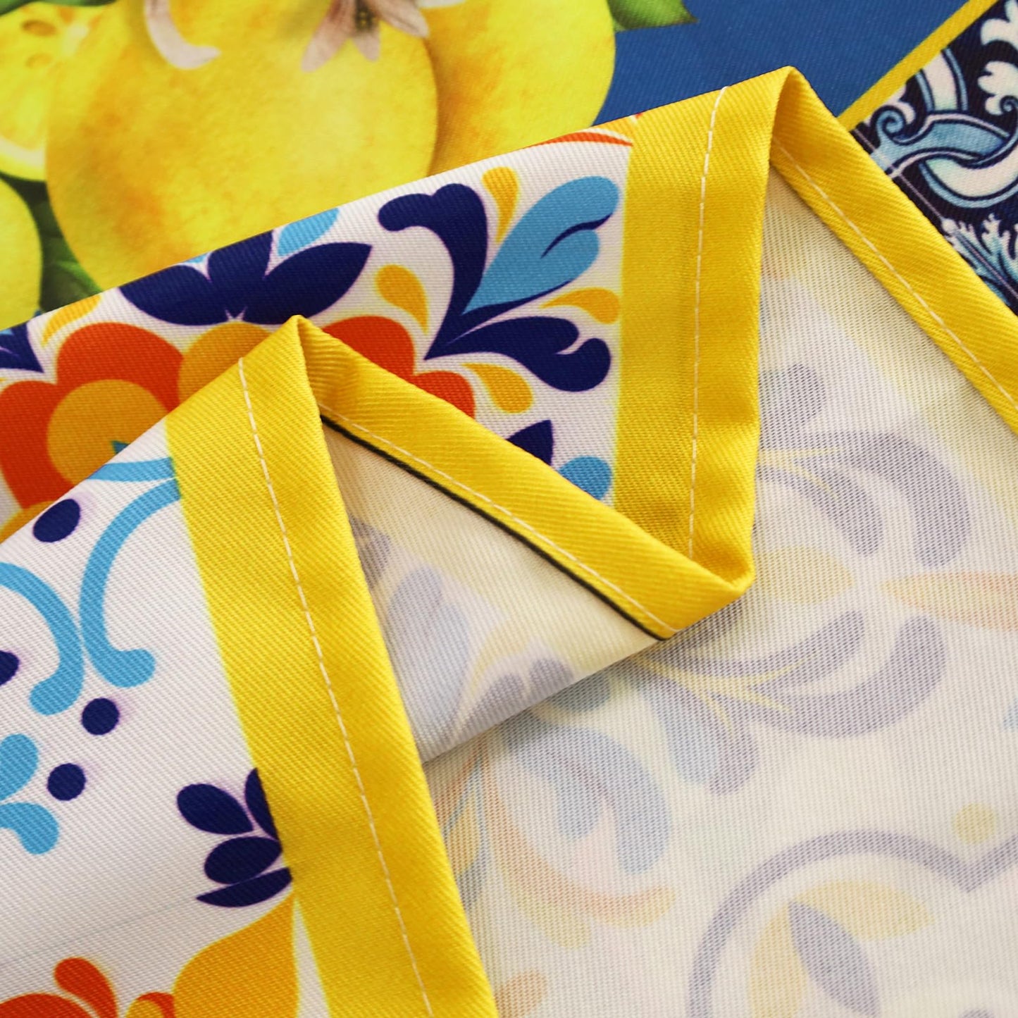 Honellaty Blue Yellow Lemon Vintage Pattern Tablecloth 60" x 84" Rectangle, Summer Table Cloth Spill-Proof Stain Resistant Wrinkle Free Table Cover for Dining, Party, Picnic