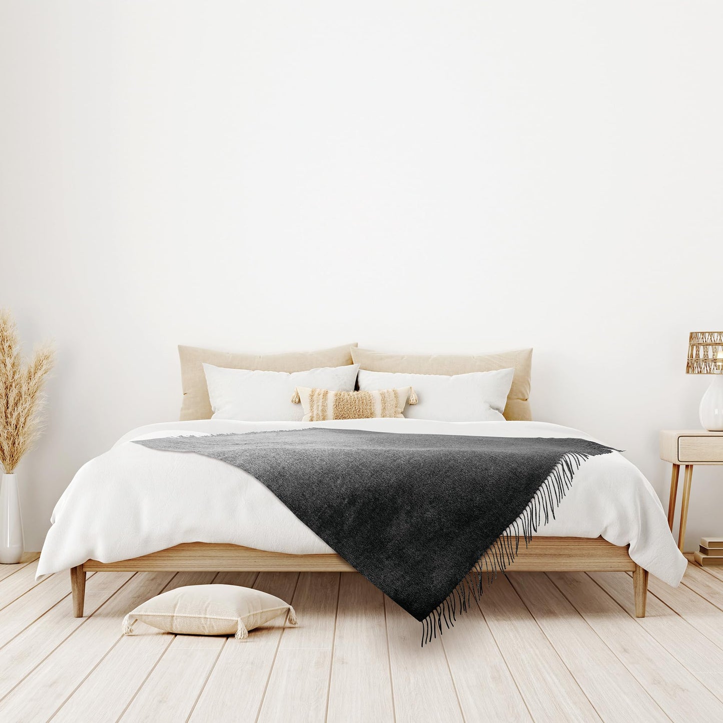 Faux Cashmere Throw Blanket for Couch. Fleece Blanket for Bed. Plush Blanket. Super Soft, Fluffy, Fuzzy, Cozy Throw Blankets for Bed. Machine Washable Grey Throw Blanket