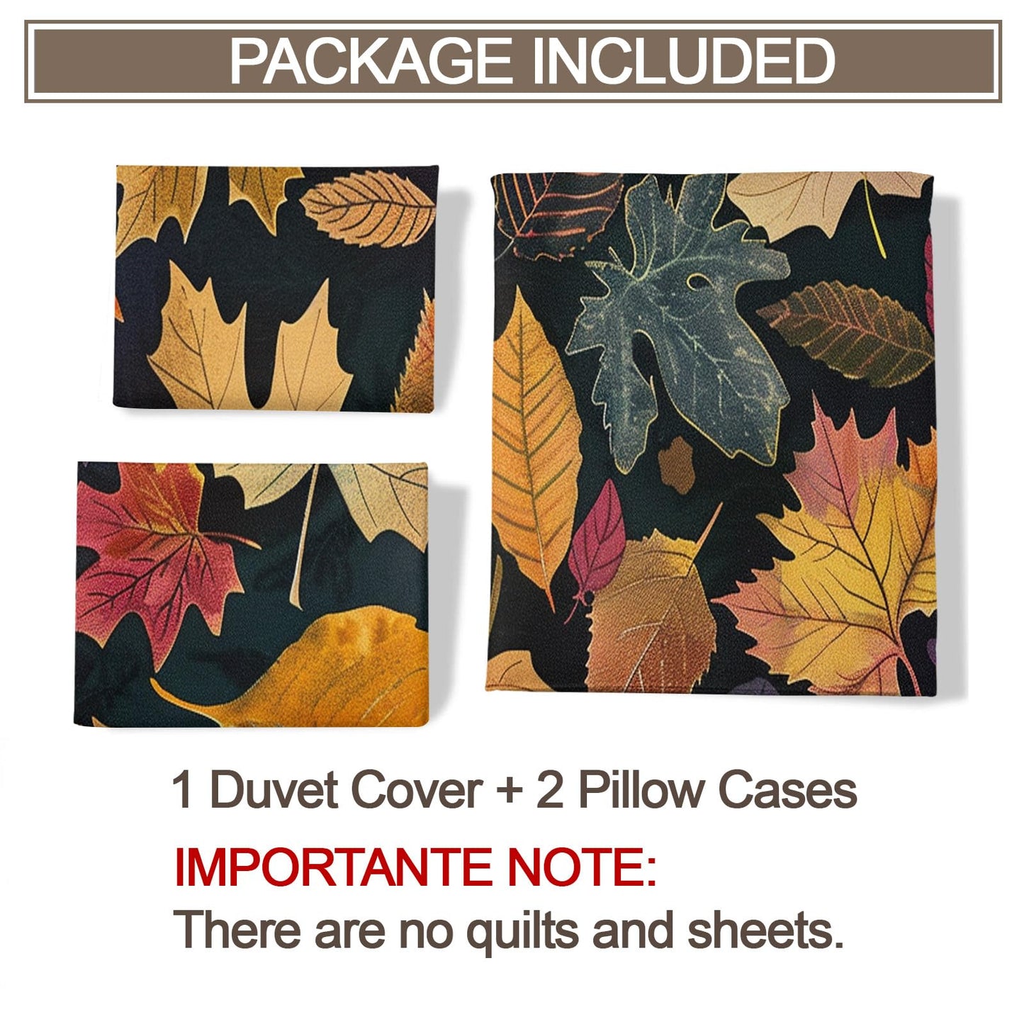 ZAMODE Fall Leaf Duvet Cover 120" x 98", Vintage Leaves Bedding Set, Autumn Plant Comforter Cover with Zipper Ties