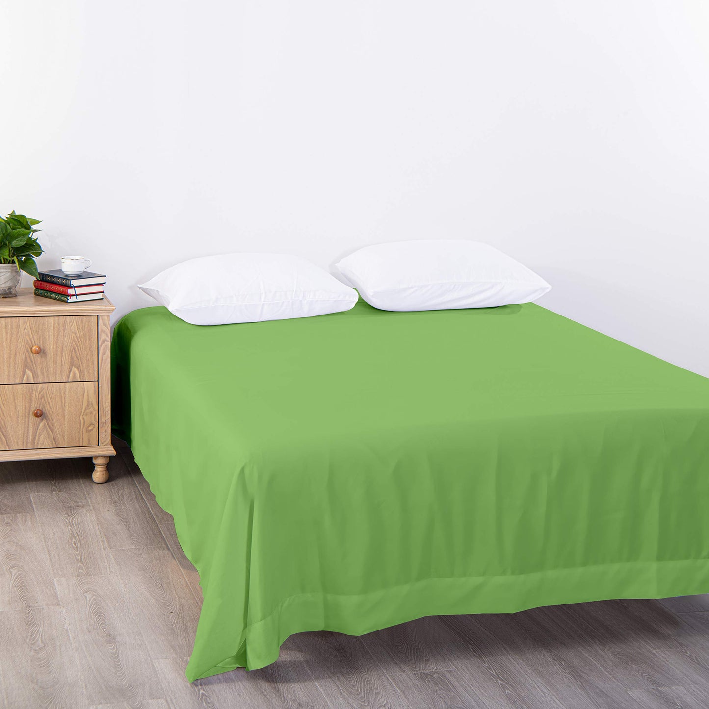 BEDSUM Microfiber Flat Bed Sheet Only, Luxury 1800 Thread Count Wrinkle and Fade Resistant Bedding Sheet, Twin XL, Sage Green