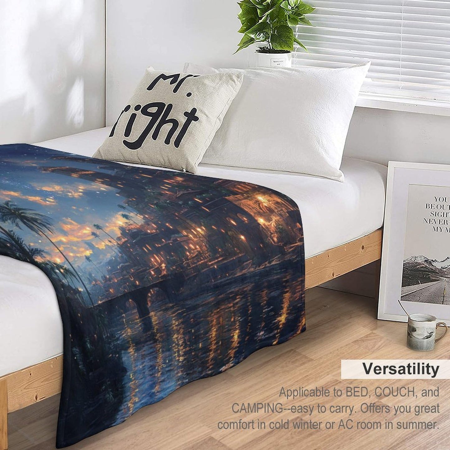 DIPQIMI City Building River Throw Blanket, Lightweight Soft Cozy Fantasy Starry Sky Blanket for Couch Sofa Bed, 30"x40"