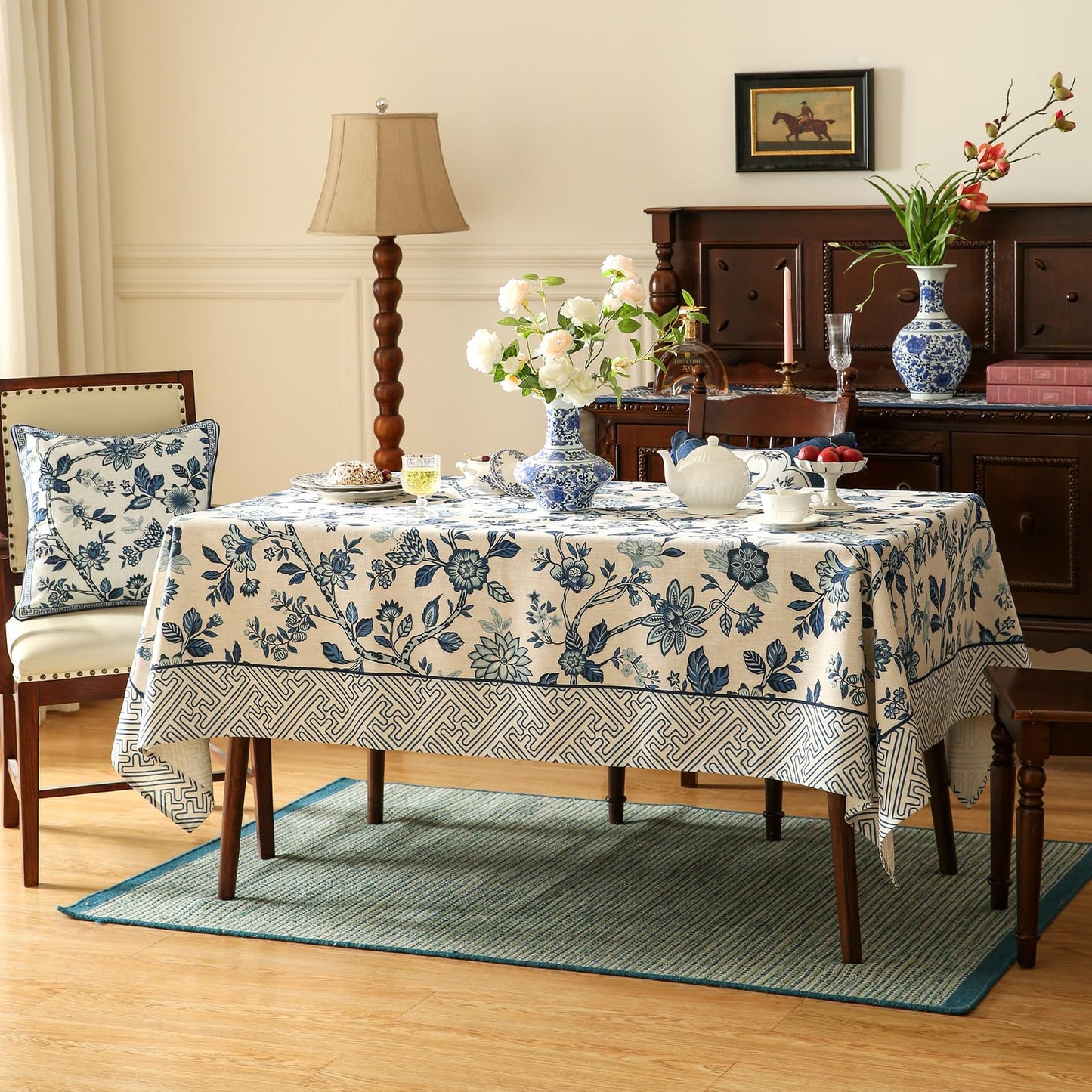 bilin gaier Designer Linen Tablecloth Rectangular,79"x55"-Suqing A