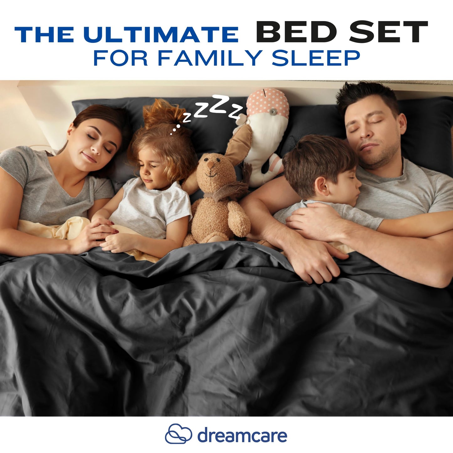 DREAMCARE King Size Sheets Set - 4 pcs Breathable Cooling Sheets - up to 15" Deep Pocket King Sheet Set with Side Pockets - Extra Soft 100% Brushed Hypoallergenic Hotel Luxury Bedding Black