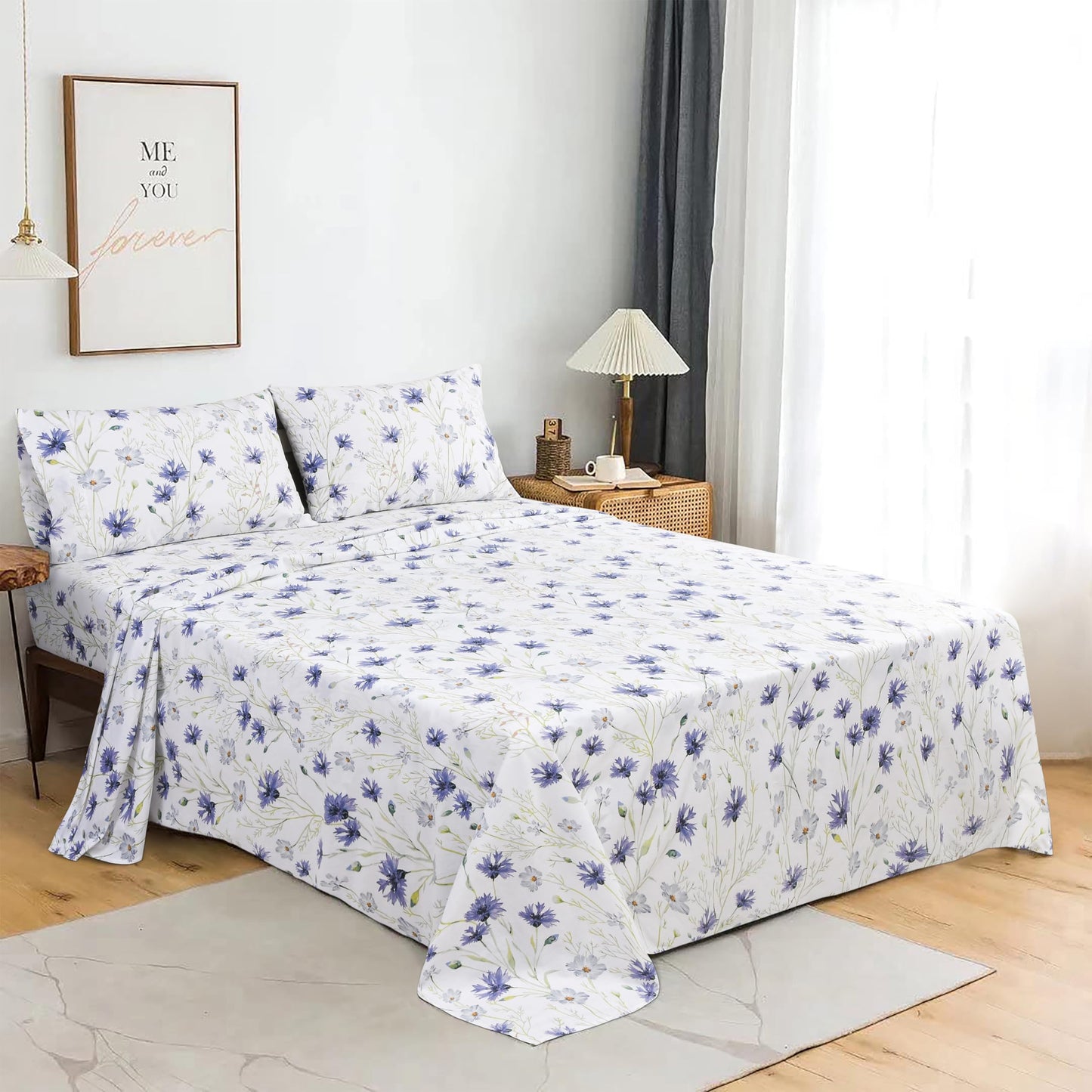 Sleepdown Cotton Bed Sheet Set - Lavender, King