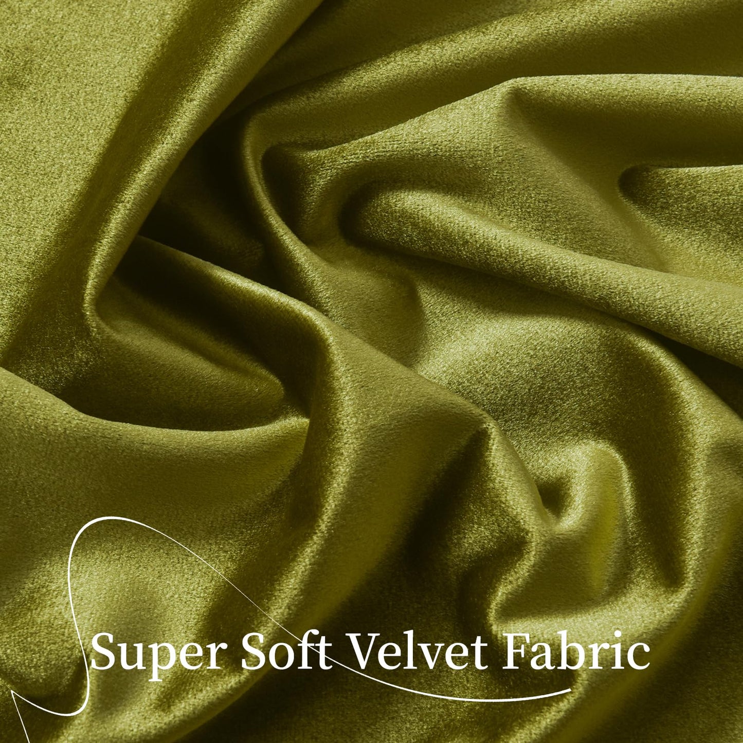 Roslynwood Velvet Olive Green Curtain 63 inch Long - Curtains Block Light Rod Pocket Thermal Insulated Window Drapes Set for Living Room/Bedroom/Dining Room, W52 x L63, 2 Panels
