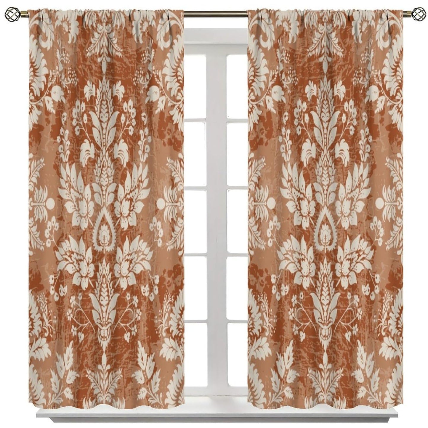 Nanacur Abstract Damask Curtains, Floral Paisley Geometric Ethnic Pattern Aztec Style Window Drapes, for Kitchen Living Room Bedroom 42" W X 45" L (Decorative)