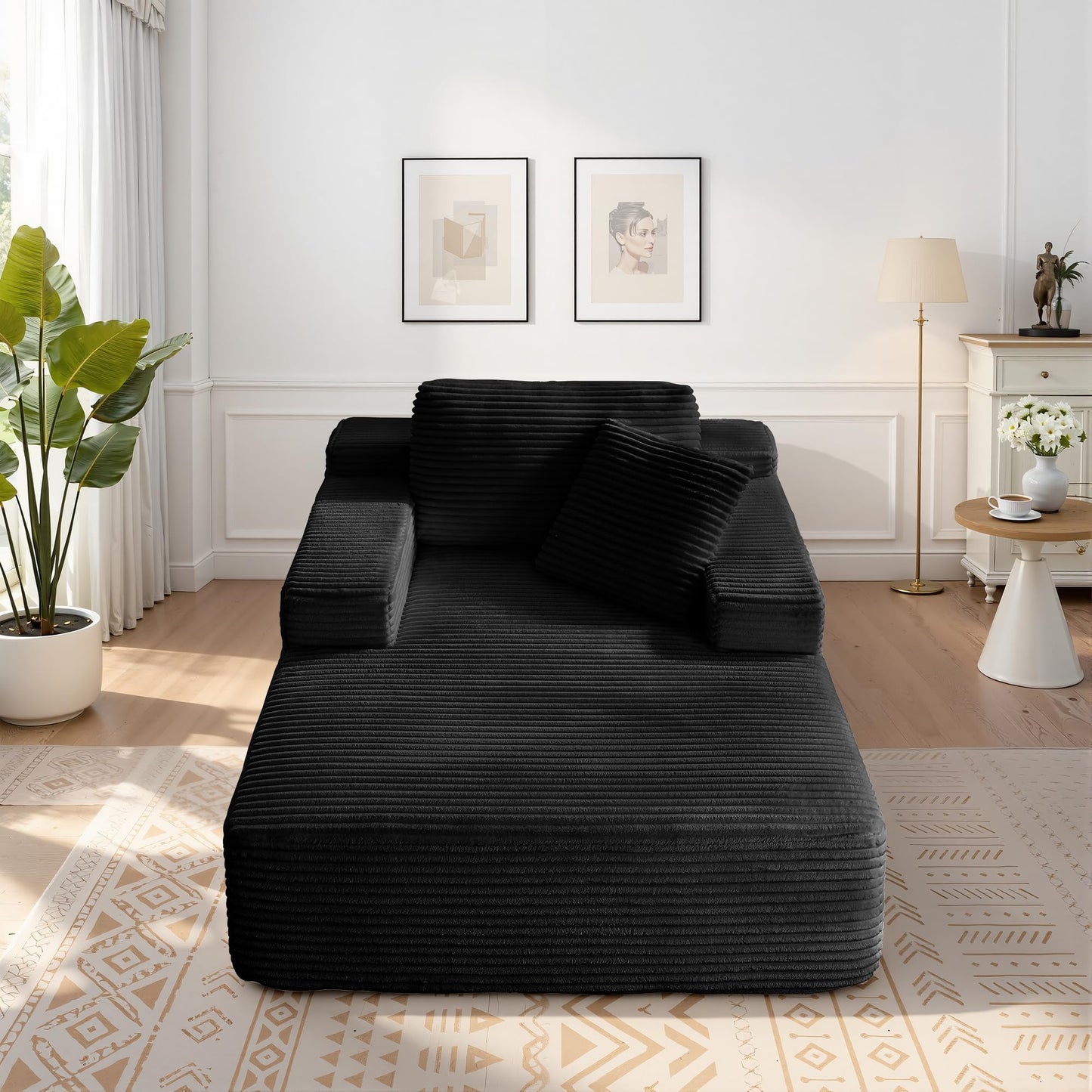 68.5" Oversized Chaise Lounge Chair Indoor, Boneless Sleeper Sofa Bed with Pillows, Deep Seat Sleeper Couch Reading Chairs, Cloud Sofas Couches for Living Room, No Assembly Required