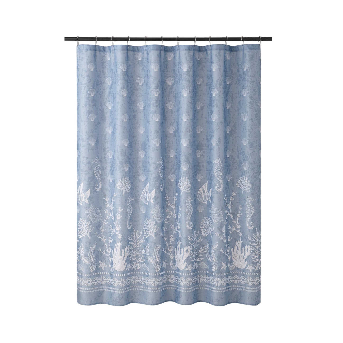 Creative Home Ideas 70" x 72" Fabric Bathroom Shower Curtain, Sealand Blue