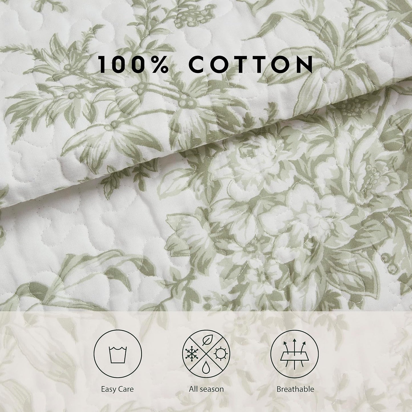 Laura Ashley – Twin Quilt Set, Soft & Lightweight Bedding with Matching Shams, Reversible Floral Room Decor, College Dorm Room Essentials (Bedford Green)