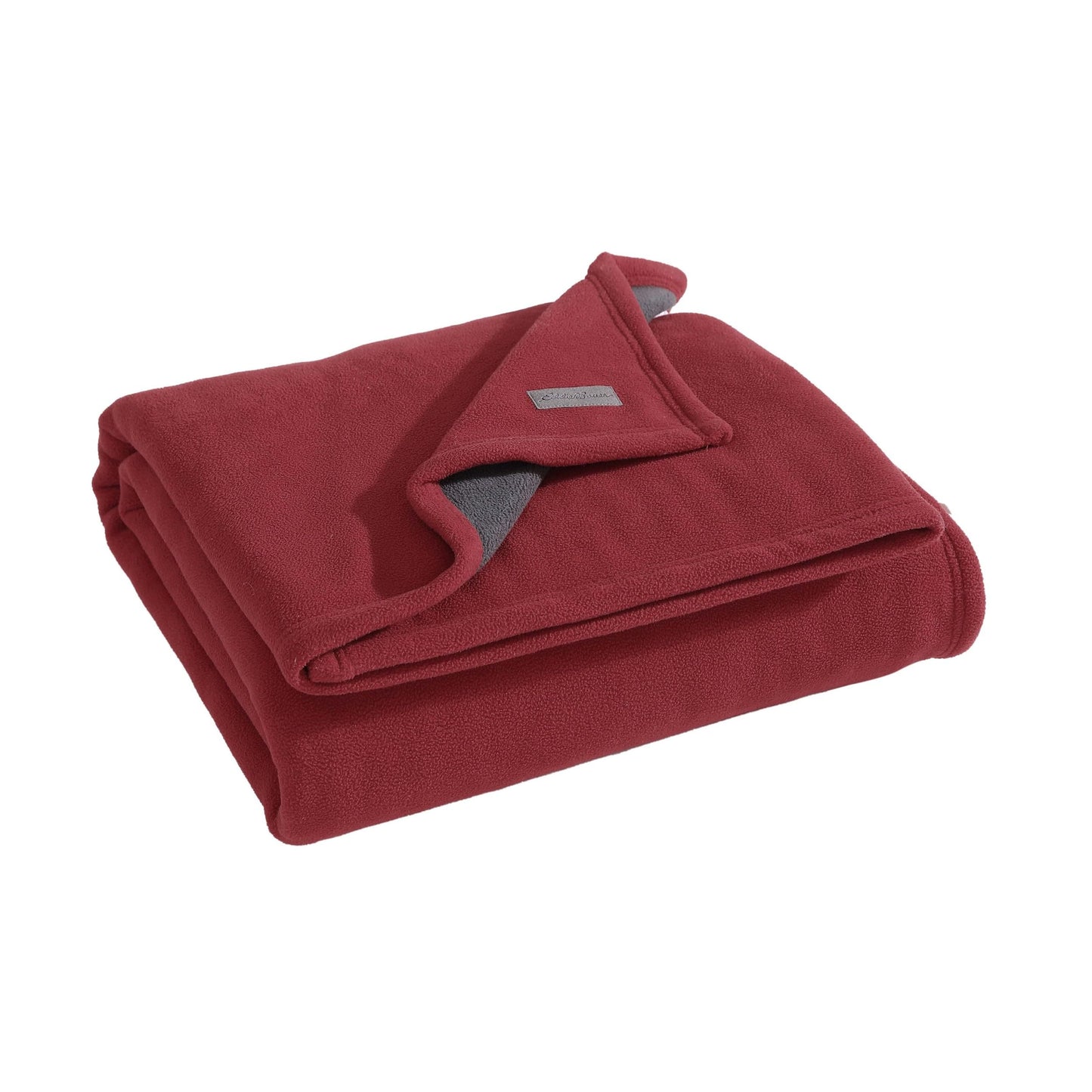 Eddie Bauer - Throw Blanket, Solid Reversible Fleece Bedding, Soft & Cozy, Perfect Home Decor for Bed & Couch (Red/Dark Smoke, Throw)