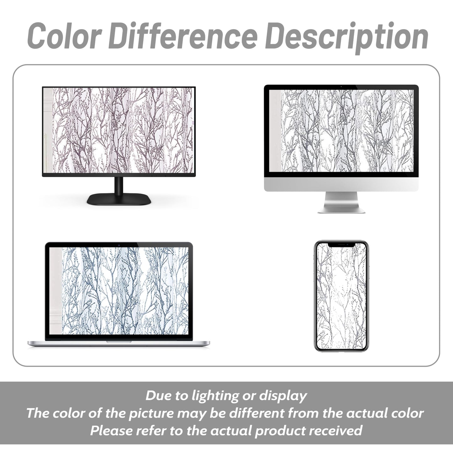 DriftAway Tree Branch Lined Valance Double Layer Blackout Thermal Insulated Abstract Ink Printing Window Curtain Valance Rod Pocket 52 Inch by 14 Inch Plus 2 Inch Header Silver Gray 1 Pack