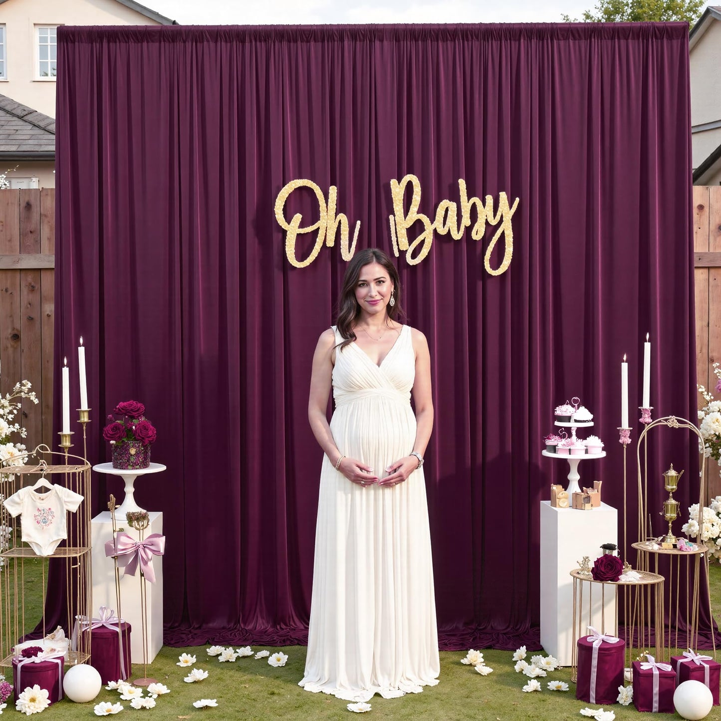 10ft×12ft Burgundy Backdrop Curtains for Wedding Parties, 2 Panels Wrinkle Free Polyester Photo Backdrop Drapes Back Drop Cloth for Birthday Photography Background