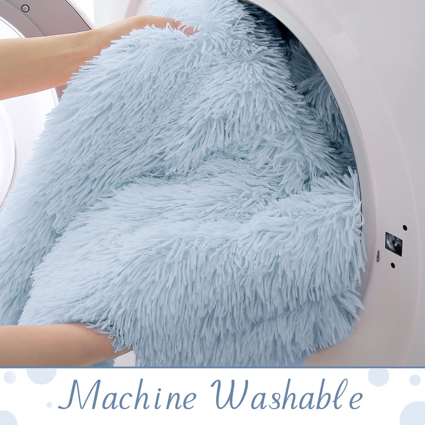 BENRON Light Blue Throw Blankets, Super Soft Shaggy Fuzzy Sherpa Blankets, Cozy Warm Lightweight Fluffy Faux Fur Blankets for Bed Couch Sofa Photo Props Home Decor, Washable 50"x60"