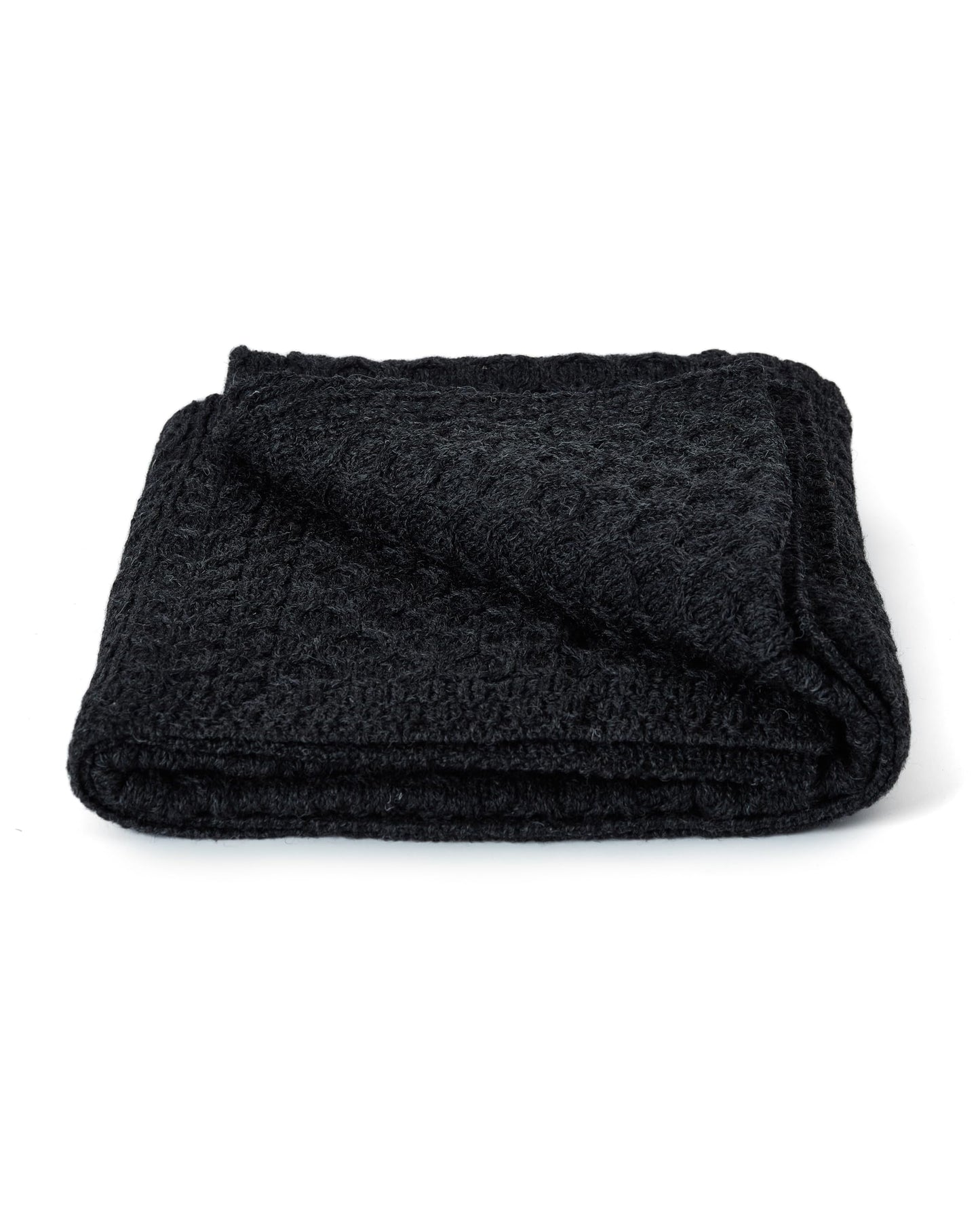 Aran Woollen Mills Irish Wool Blanket, 100% Worsted Wool, Traditional Aran Cable Knit Couch Throw, Authentic Irish Blanket Made in Ireland, Charcoal, 36" x 60"