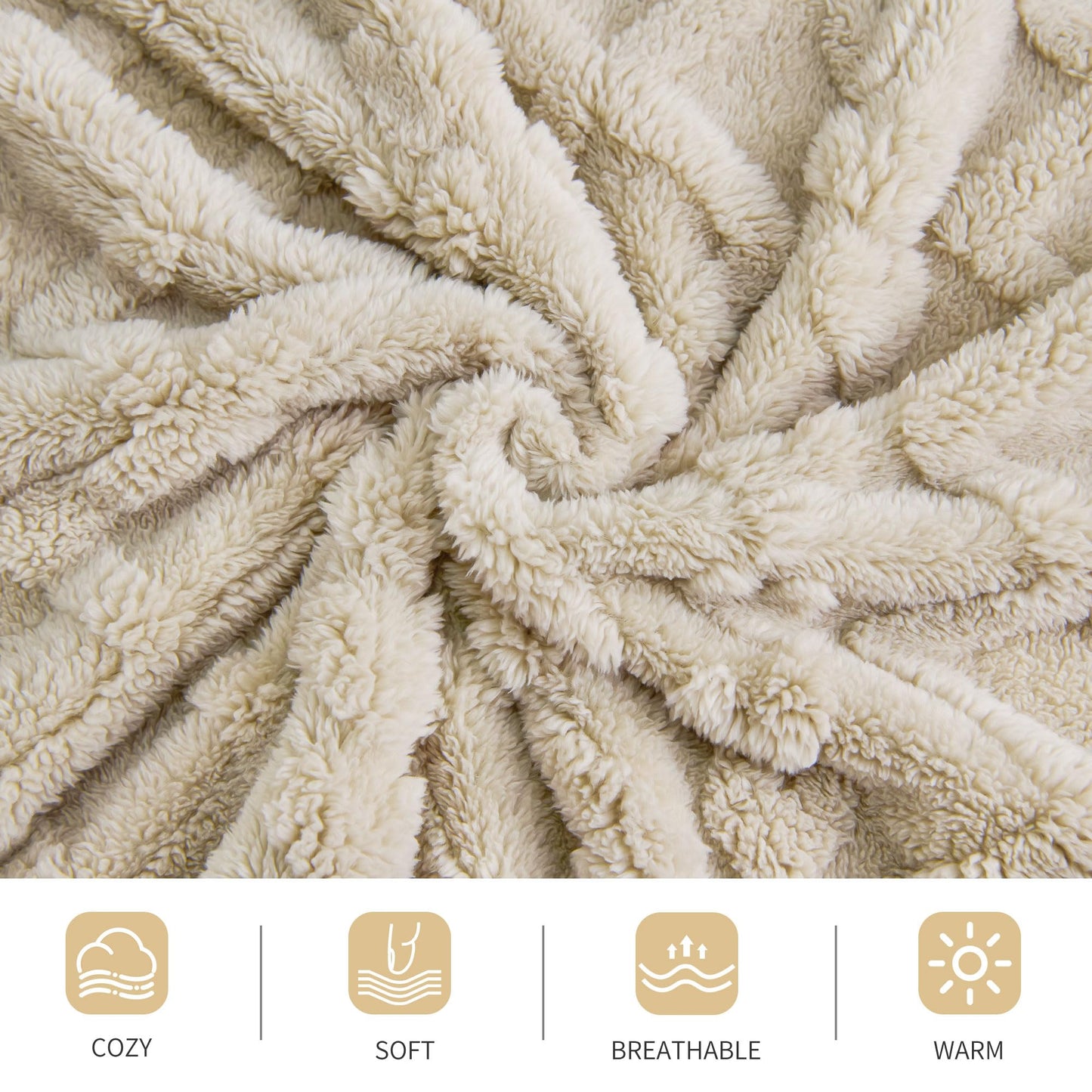 Aganear Fleece Throw Blanket - Cozy Soft Lightweight Fuzzy Throw Blanket for Women Portable Throw Blankets for Couch, Warm Present for Birthday, Christmas, Halloween, Housewarming(50"x60", Khaki)