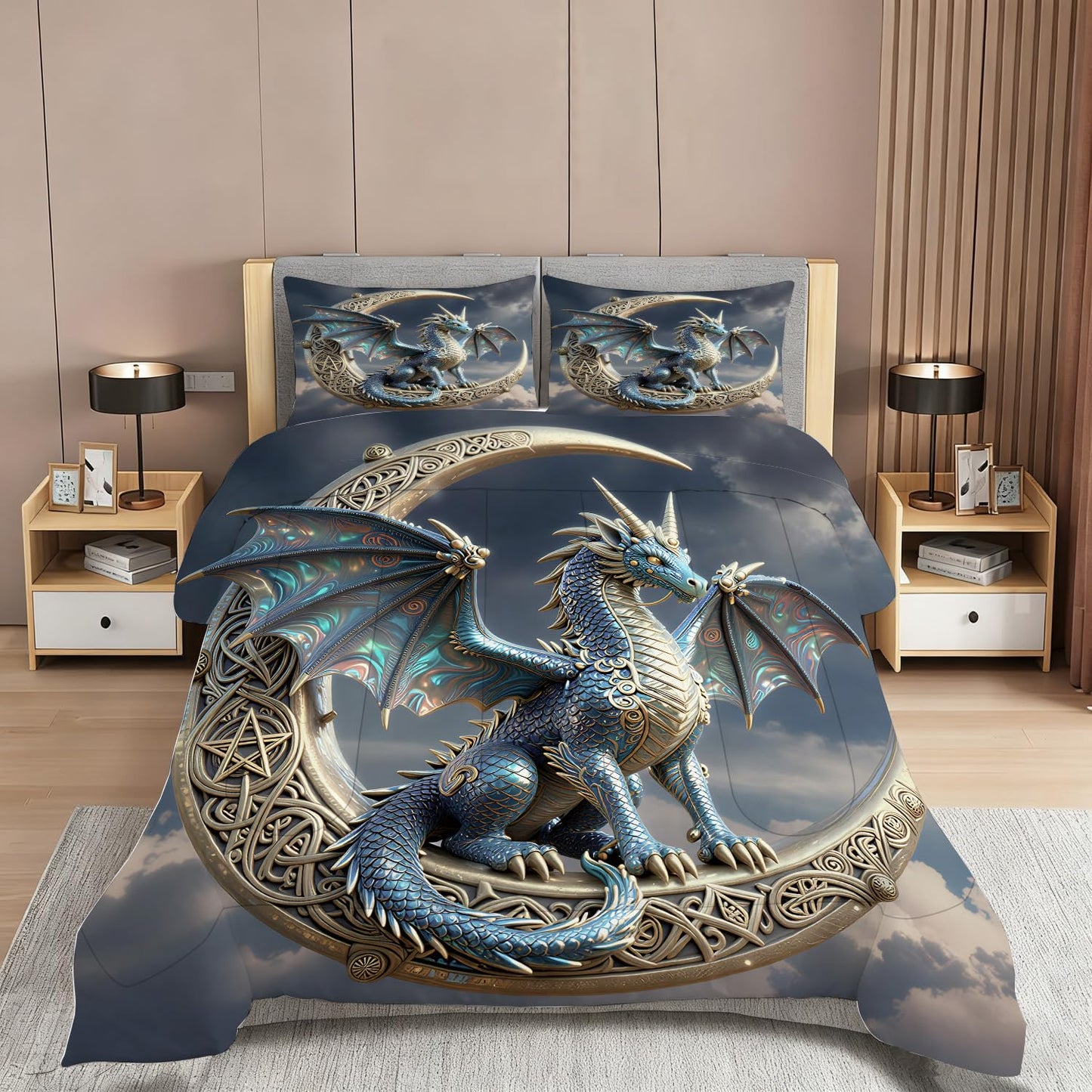 CERYUEE Dragon Comforter Set Twin Size 3D Dinosaur Bedding Set Pterosaur Quilt Bed Sets for Kids Boys Teens Bedroom Decor 1 Comforter+ 1 Pillowcase