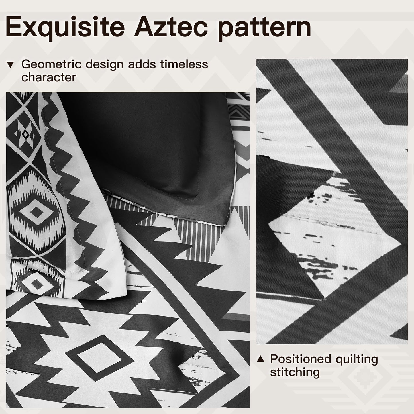 Tyrot Black King Size Comforter Set – 3 Piece Boho Aztec Western Bedding Sets, Soft Lightweight Comforter for All Seasons, Southwestern Style, 1 Comforter & 2 Pillow Shams