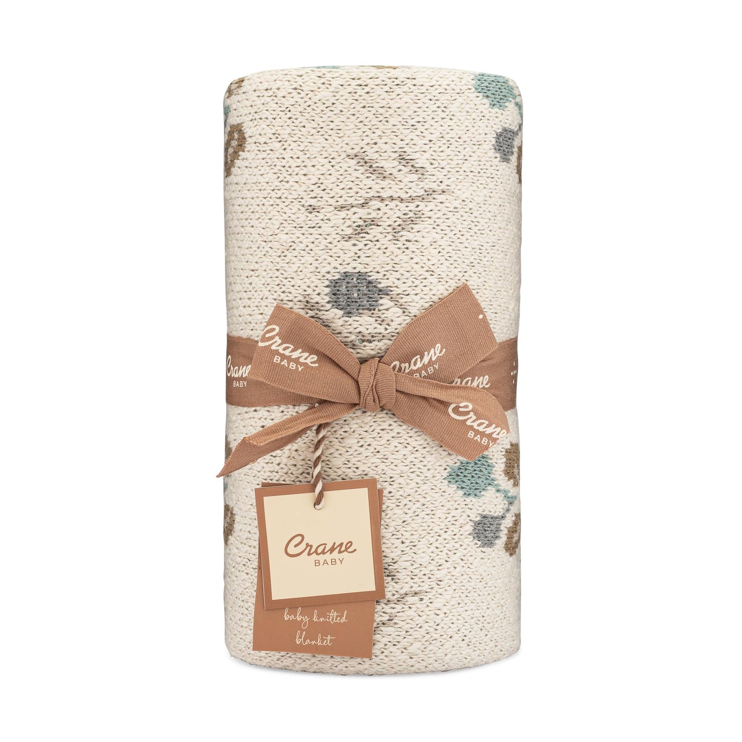 Crane Baby 100% Organic Cotton Knit Baby Blanket with Poppy Design, Soft Reversible Stroller and Crib Blanket, Gender Neutral Multicolor Bohemian
