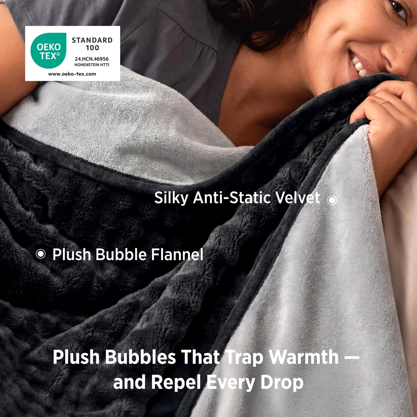 Bedsure GentleSoft Blanket for Couch & Bubble Waterproof Blanket for Couch Throw Black 50x60inch