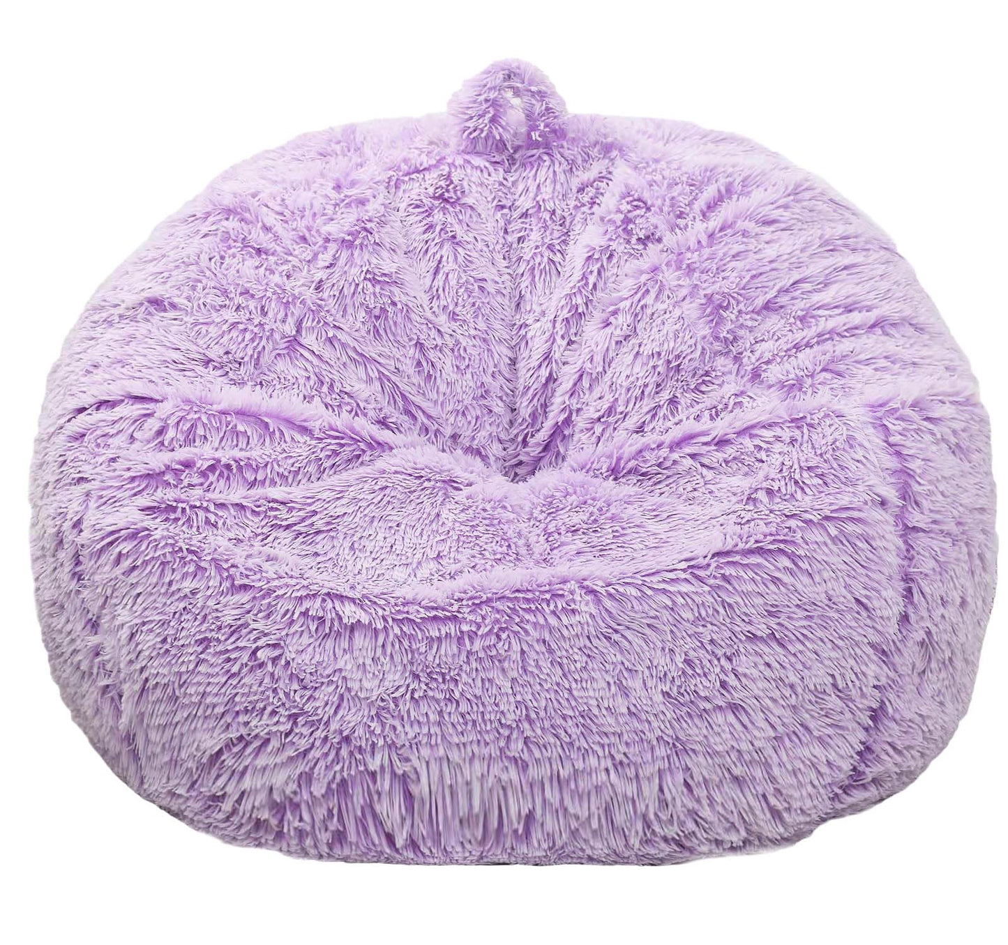Fluffy Bean Bag Chair for Kids, 2.5FT Round Memory Foam Filled Bean Bag for Teens & Kids, Ultra Soft Faux Fur Fabric Bean Bag Chairs for Playroom, Living Room, Bedroom, Lavender