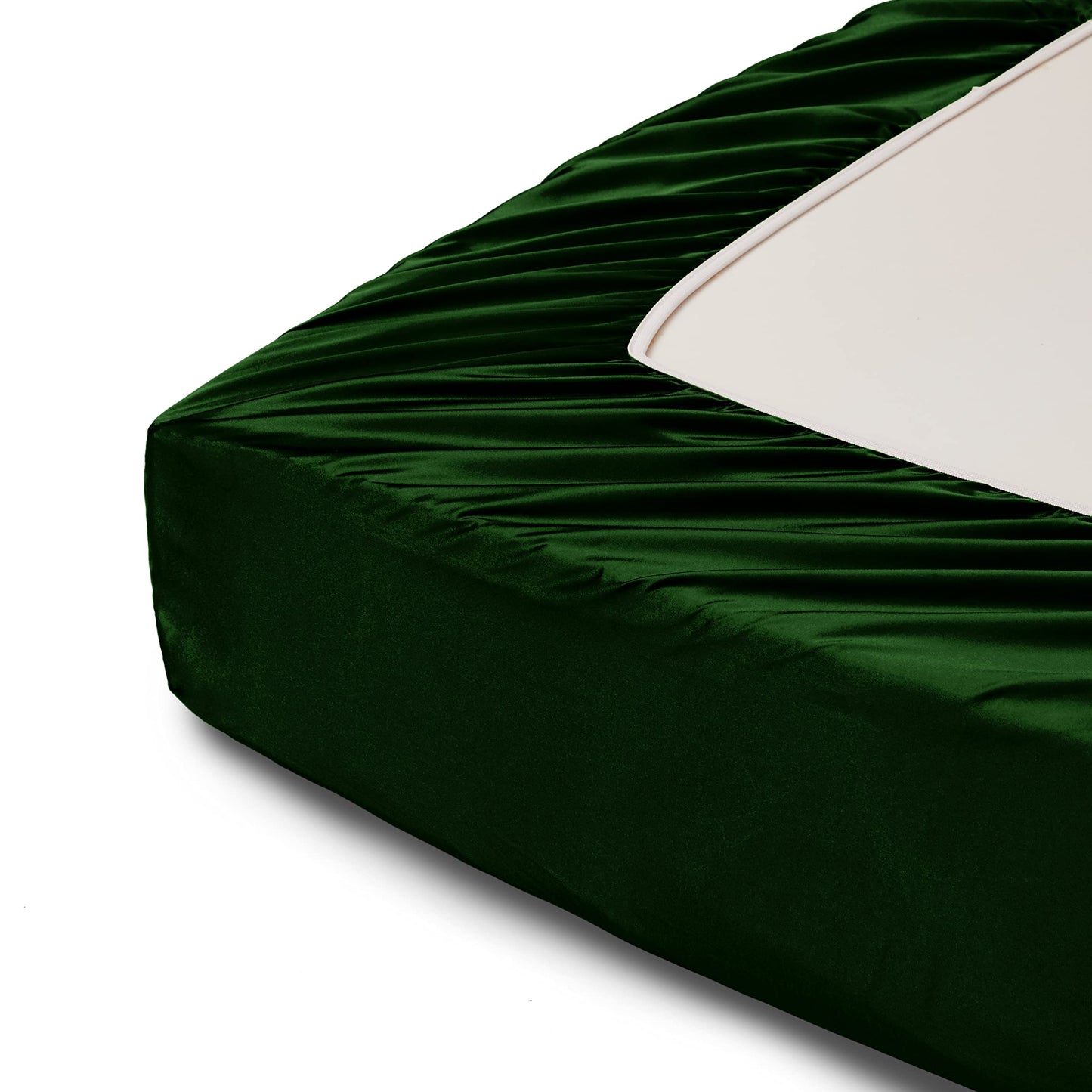 Horbaunal 4 Piece Satin Sheet Set Twin Size Luxury Silky & Soft Emerald Green Satin Twin Bed Sheet Set with 16" Deep Pocket, 1 Fitted Sheet, 1 Flat Sheet, 2 Pillowcases