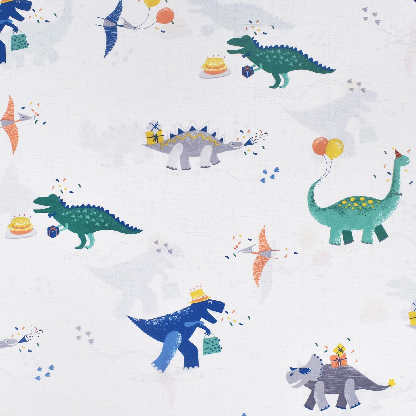 J-pinno Dinosaur Balloon Cake Gift Happy Birthday Party Full Sheet Set Boys Girls Bedroom Decoration Gift, 100% Cotton, Flat Sheet + Fitted Sheet + Pillowcase Bedding Set