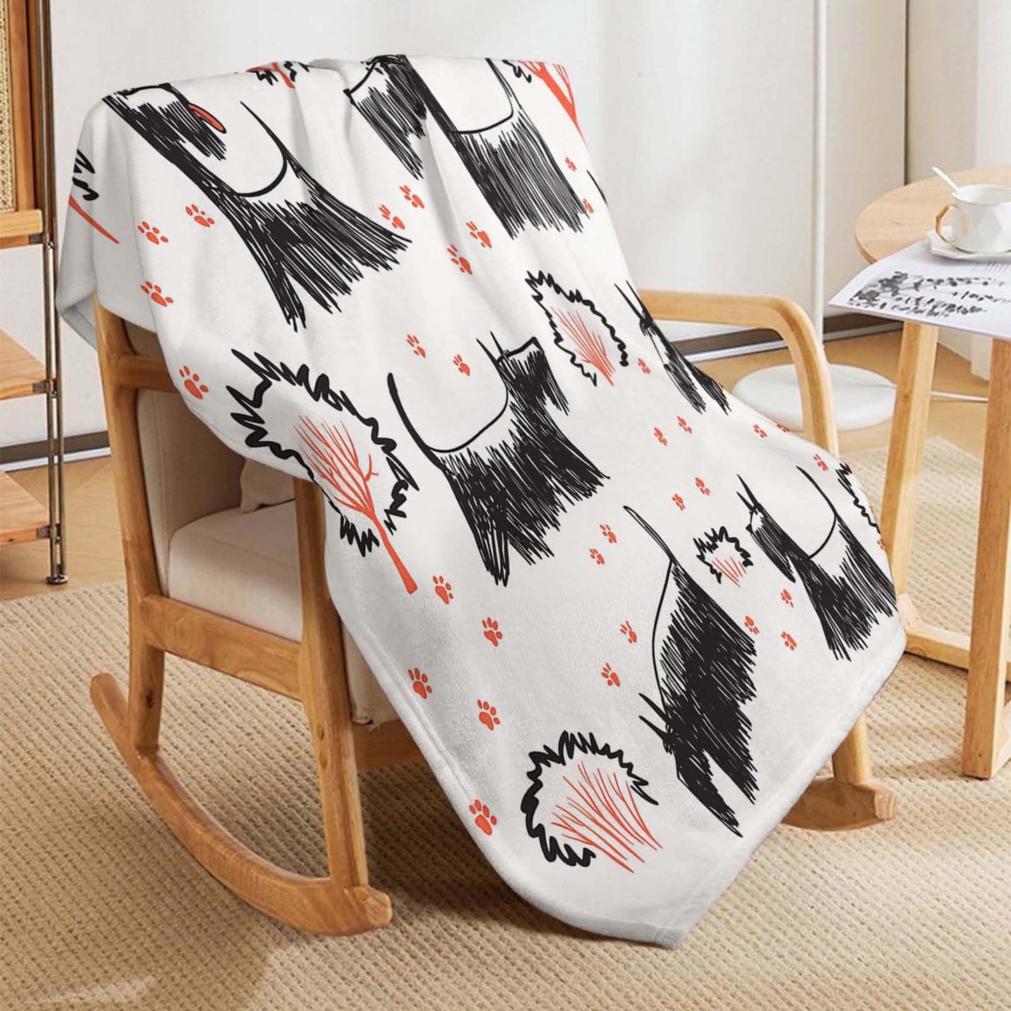 Throw Blanket 50x60 Inch,Dog Sketch Animal Scottie Terrier Cozy Soft Lightweight Fuzzy Flannel Blanket 60x50 Inch Suitable for Couch Bed Sofa Living Room in All Seasons