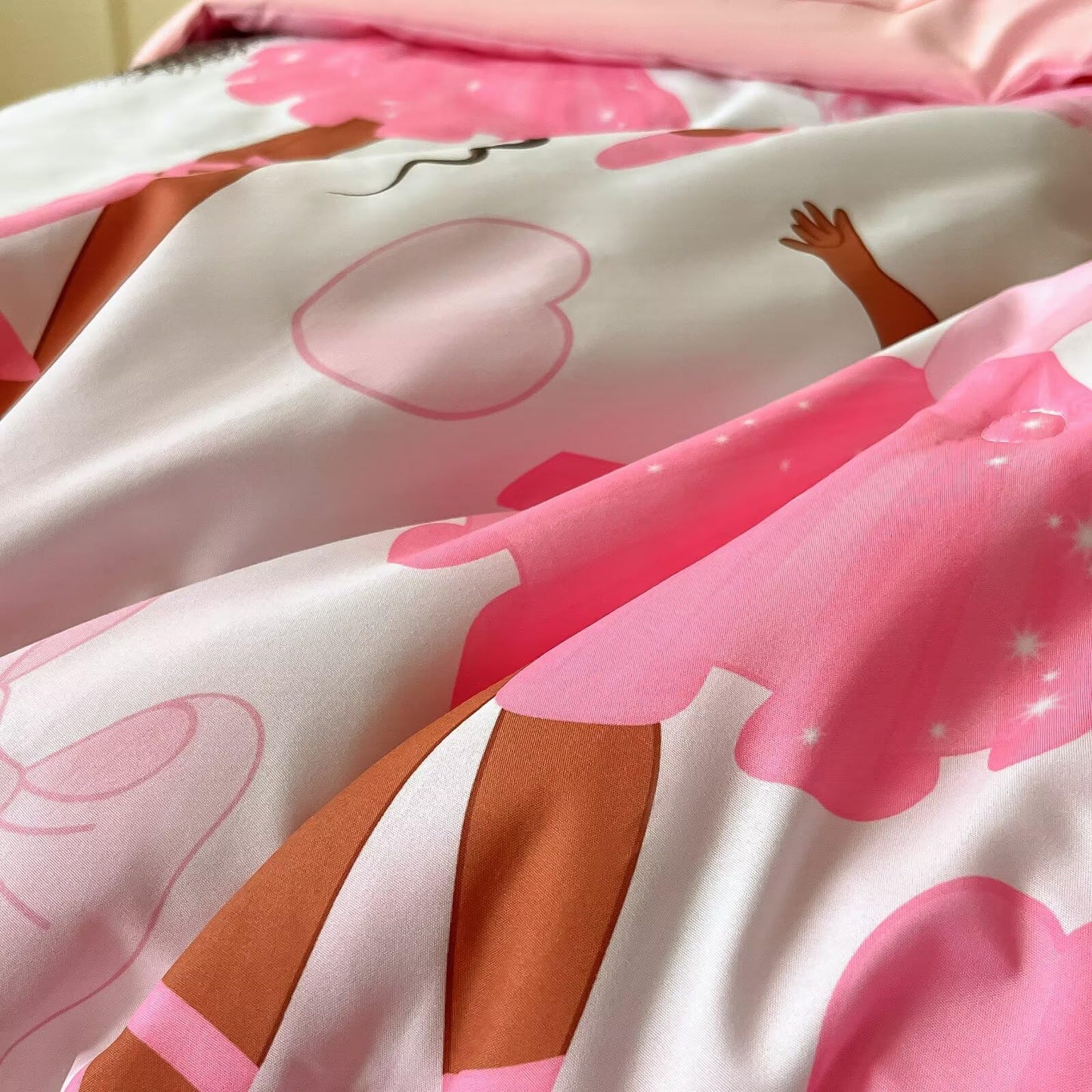 GRAT TIOC 4 Piece Toddler Bedding Set for Girls,Toddler Pink Ballerina Comforter Set,Dancer Princess Toddler Bed Comforter Set Includes Comforter, Flat Sheet,Fitted Sheet,Pillowcas