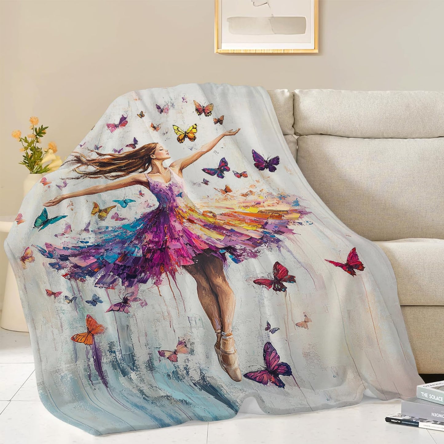 Dance Blanket, Ballet Throw Blanket, Dancer Gifts, Ballerina Blankets, Sloths Stuff Fleece Flannel Plush for Women Teachers Girls Lovers Adults Soft Bedding for Sofa Studio Office Home Decor 40"X50"