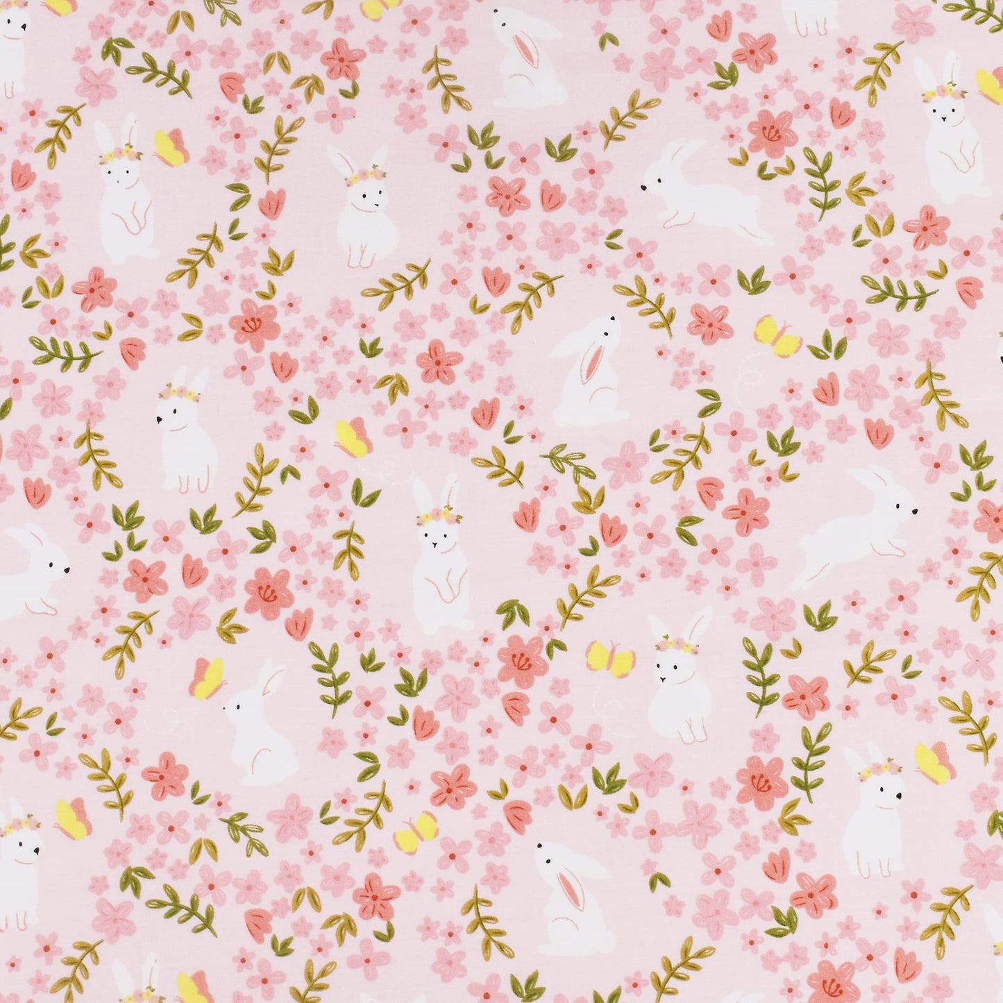 Scientific Sleep Pink Flower Rabbit Bunny 100% Cotton 3 Pcs Twin Bed Sheet Set Kids Toddler Teen, Flat Sheet & Fitted Sheet & Pillowcase Kids Bedding Set (Rabbit Flower, Twin)