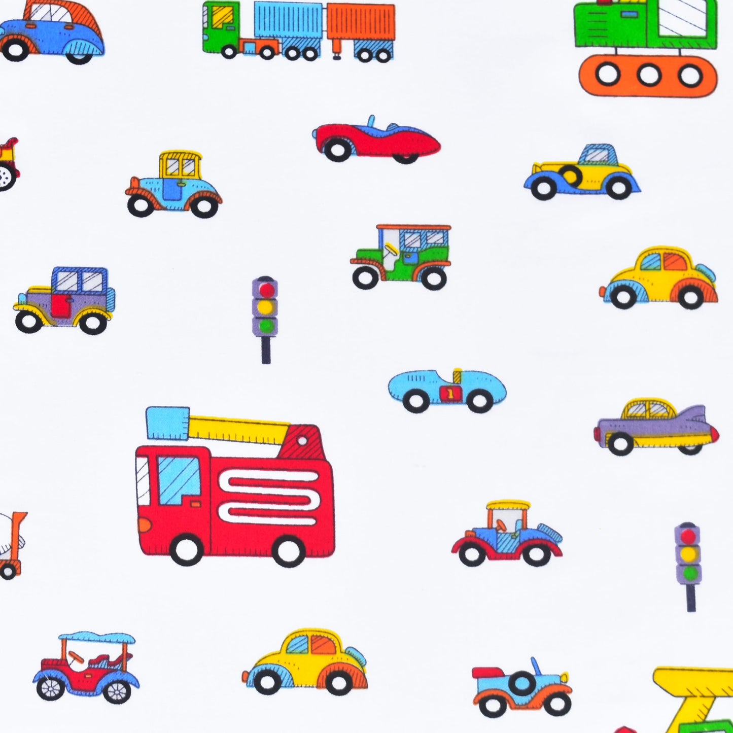 Scientific Sleep Little Cars Big Trucks Fire Cars Train Engineering Vehicle Cute Fun 100% Cotton Cozy Twin Bed Sheet Set, Flat Sheet & Fitted Sheet & Pillowcase Bedding Set