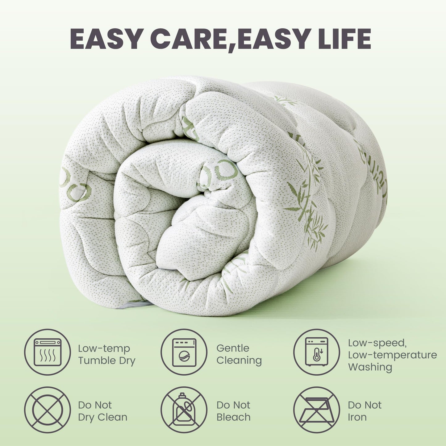 BDEUS Queen Mattress Topper Viscose Derived from Bamboo Extra Thick Mattress Pad, Ultra Soft Cooling Mattress Protector Cover with 21" Deep Pocket for Back Pain Relief