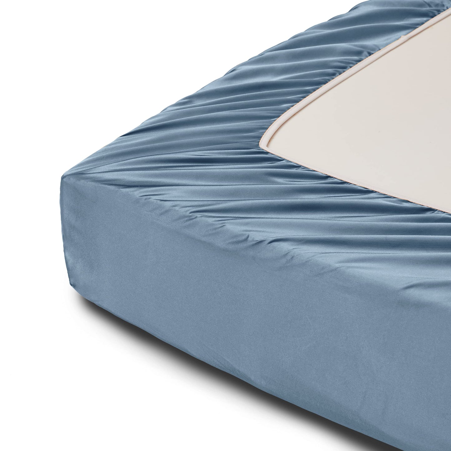 Horbaunal 4 Piece Satin Sheet Set Twin Size Luxury Silky & Soft Dusty Blue Satin Twin Bed Sheet Set with 16" Deep Pocket, 1 Fitted Sheet, 1 Flat Sheet, 2 Pillowcases