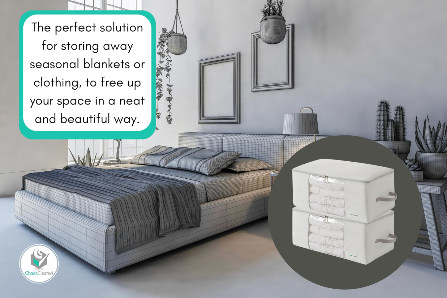 Comforter Storage Bag - Folding Organizer bag for King/Queen Comforters, Pillows, Blankets, Bedding/Quilt, Blanket, Duvet, Large Collapsible Organizers, 24"x14"x11" (2 Pack Gray, 2 Pack)