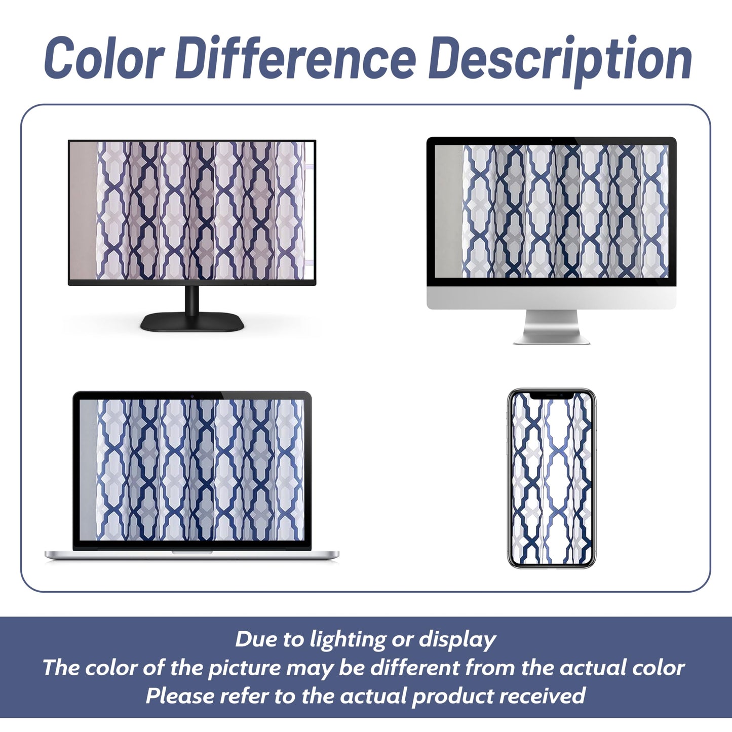 DriftAway Mason Blackout Valances for Windows Thermal Insulated Kitchen Topper Geometric Moroccan Mid Century Pattern Match Thick Bathroom Curtain Valance Rod Pocket 52 Inch by 14 Inch Navy