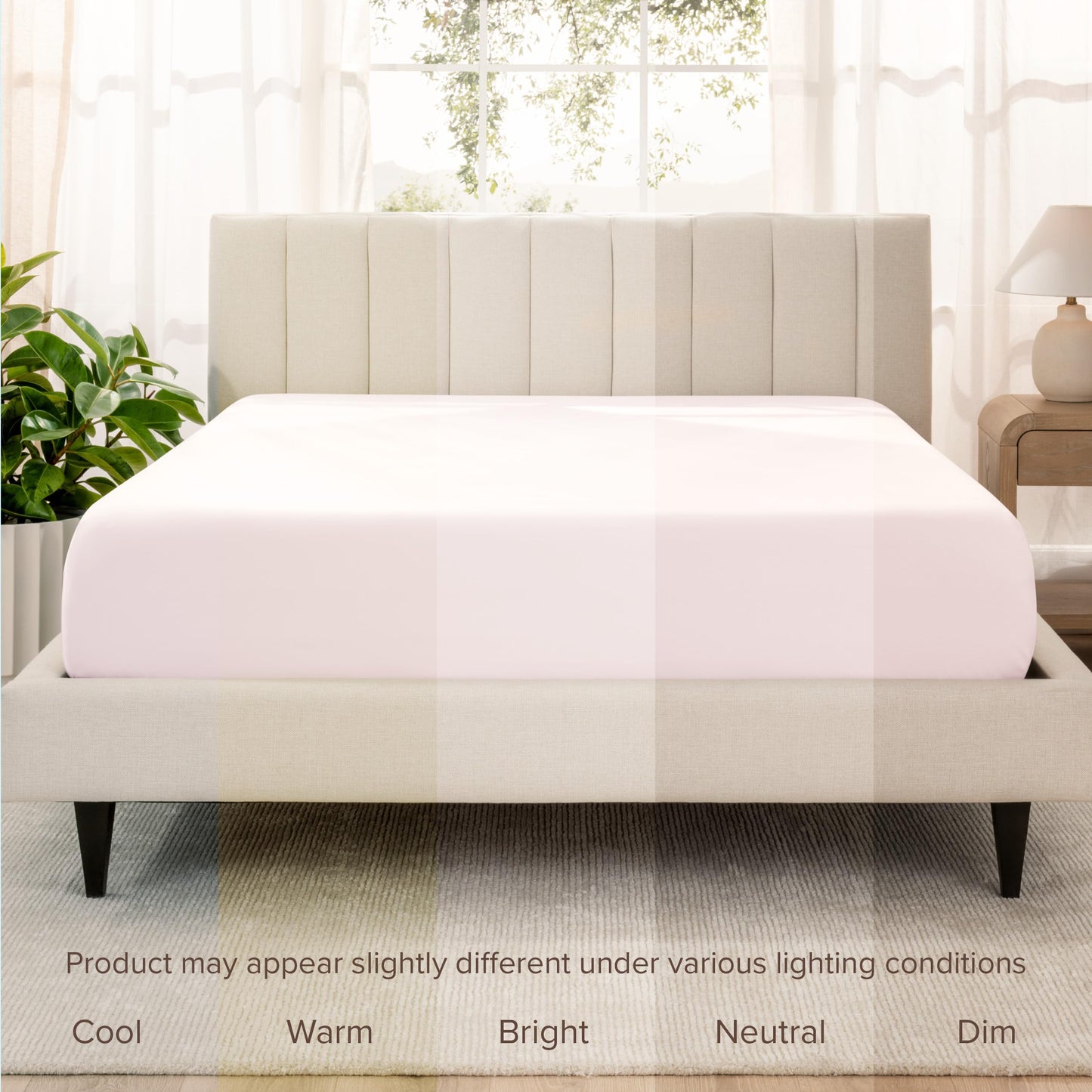 Bare Home 100% Organic Cotton Sateen Fitted Sheet - 400 Thread Count - Smooth Sateen Weave - Breathable & Cooling - Hotel Luxury - Durable Fitted Sheet - Deep Pocket (King, Dusty Pink)