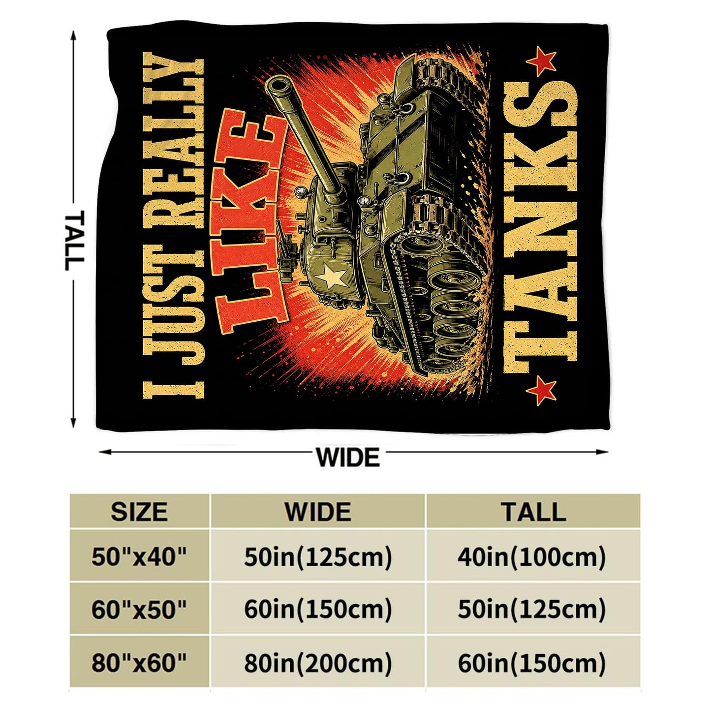 Tank Blanket Soft Fuzzy Fleece I Just Really Like Tanks Throw Blankets Decor Cozy Warm Plush Flannel Military Blanket Gifts For Boys Men Girls Kids Teens Adults Home Decor Stuff Sofa Couch Bed 50"X40"