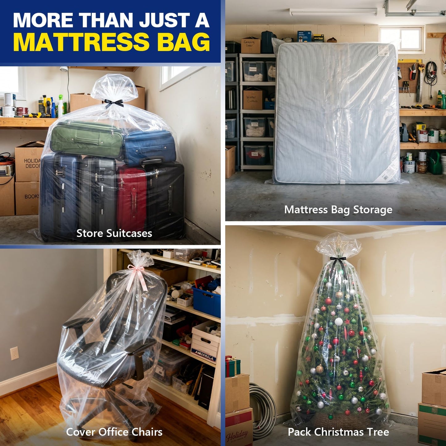 2 Pack Mattress Bags for Moving & Storage - 107" x 78" x 14'' for King / Queen Size, Waterproof & Tear-Resistant, 2.0 MIL Heavy Duty Mattress Cover Moving Supplies