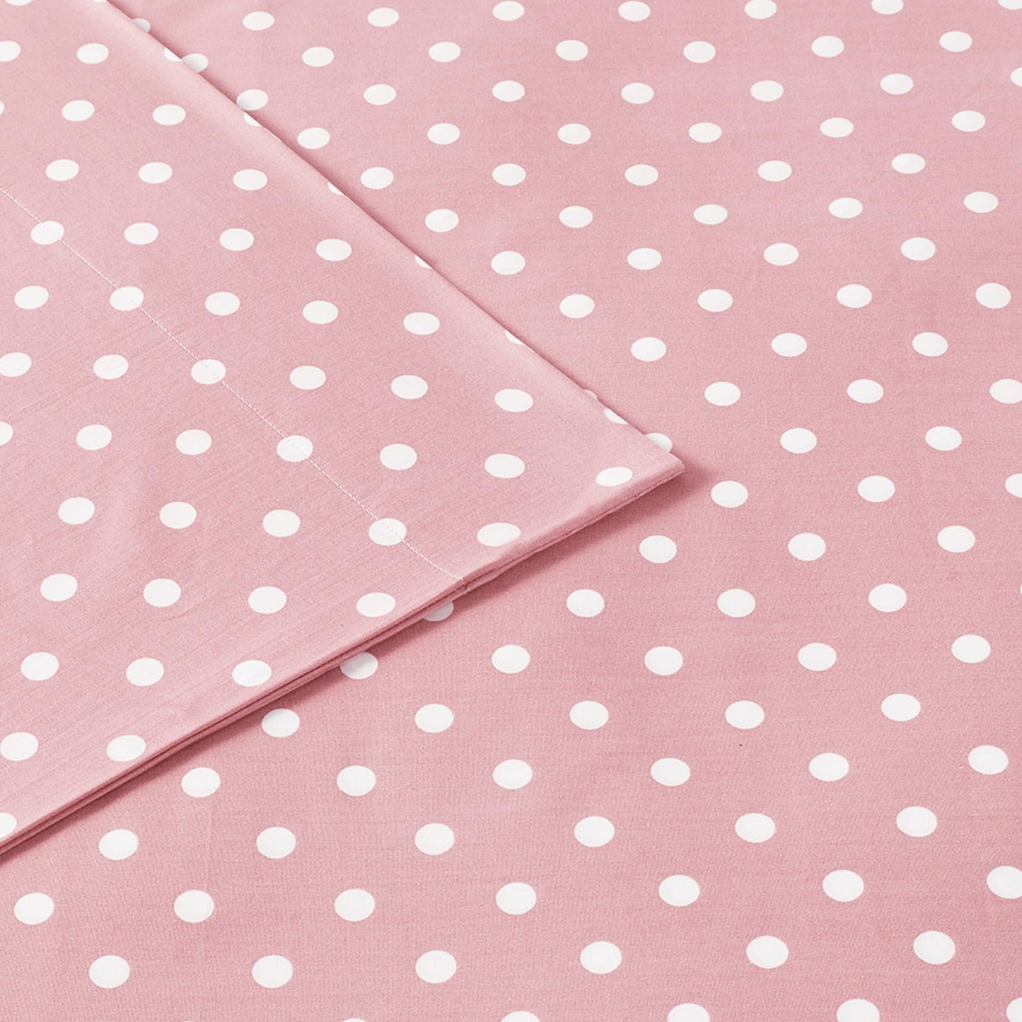 Intelligent Design Pink Queen Size Sheet Sets Kids Polka Dot Sheets for Girls 100% Cotton Percale Soft Flat and Fitted Sheet, Pillowcase, Breathable All Season Bed Set, Fits up to 14" Mattress