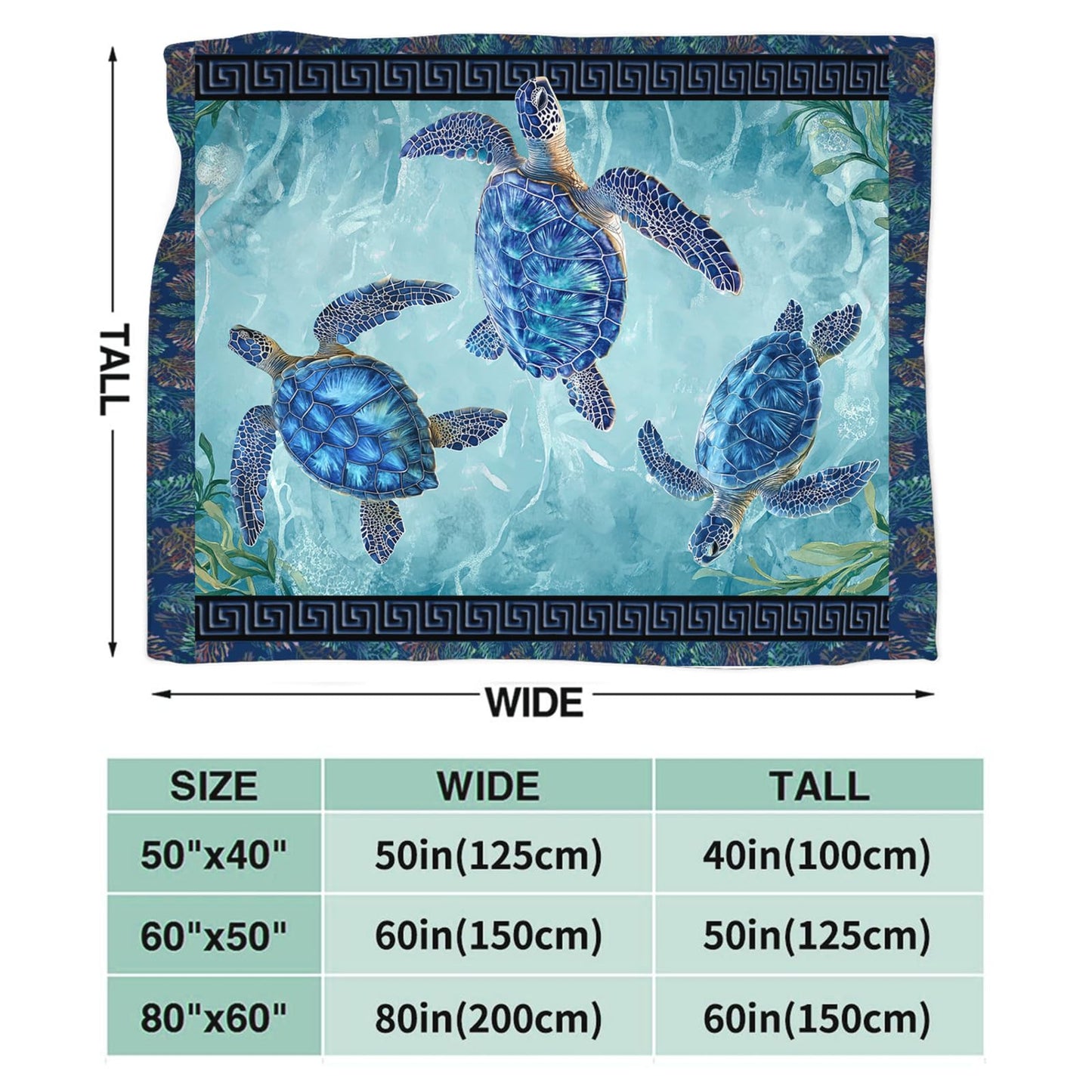 Baegopa Sea Turtle Blanket Gifts for Girls Boys Ocean Turtles Throw Blankets Cozy Plush Fleece Flannel Fuzzy for Women Men Decor 50"X40"