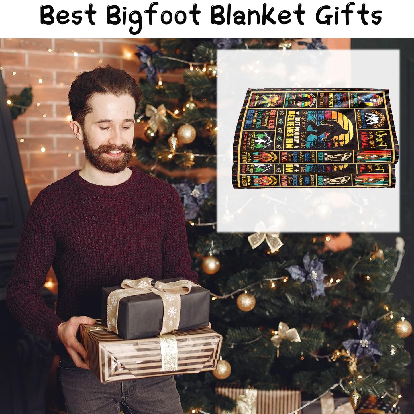 Wxiben Bigfoot Throw Blanket Gifts - Big Foot Sasquatch Gifts for Men Women Bigfoot Lovers Outdoor Camper Hide and Seek Gift Big Foot Blanket Funny Idea for Couch Bed Sofa Living Room 60x50