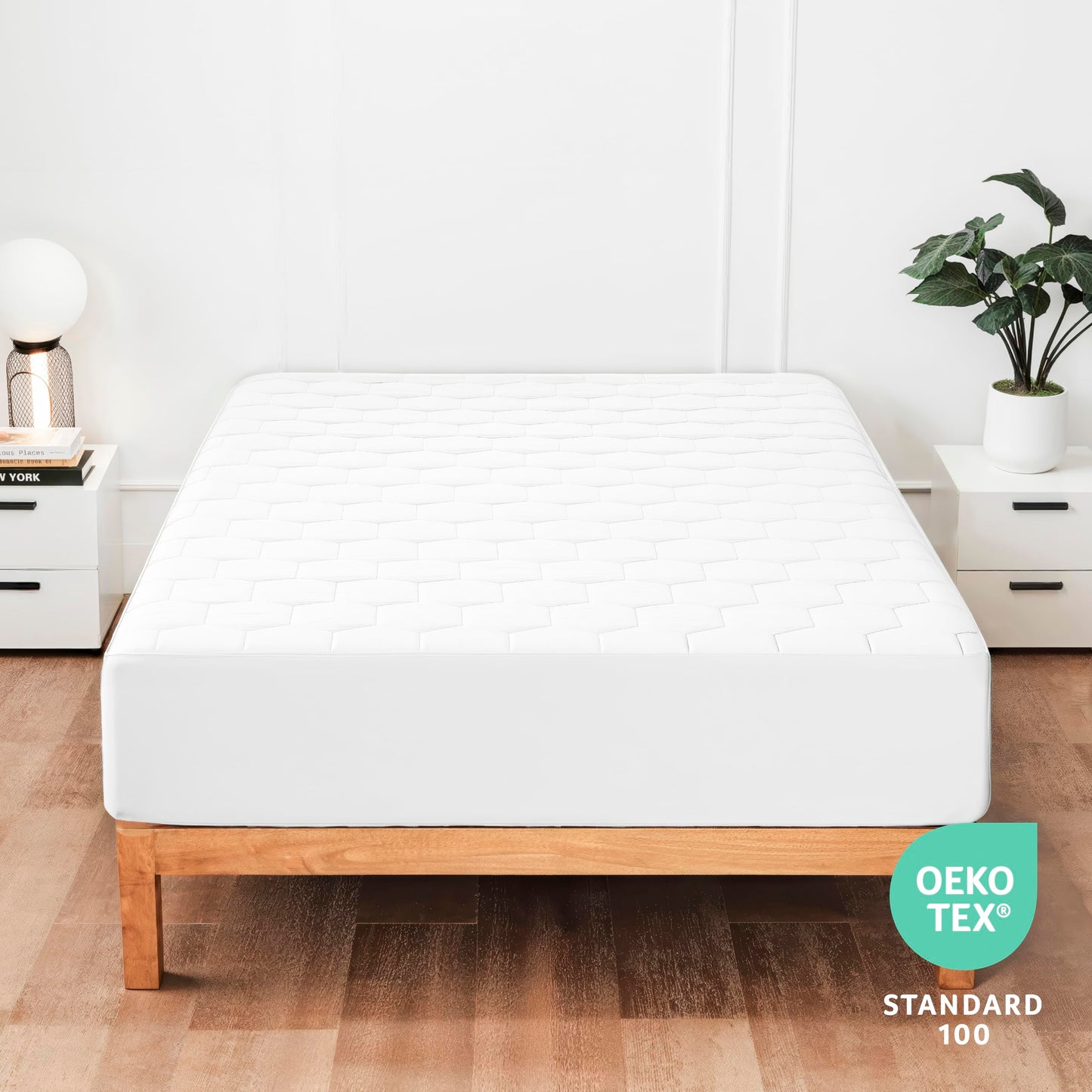 Hearth & Harbor Twin XL Size Quilted Fitted Mattress Pad Cover, 100% Waterproof Mattress Protectors, College Dorm Room Essentials, Deep Pocket Fitted Mattress Cover 8" - 21", White